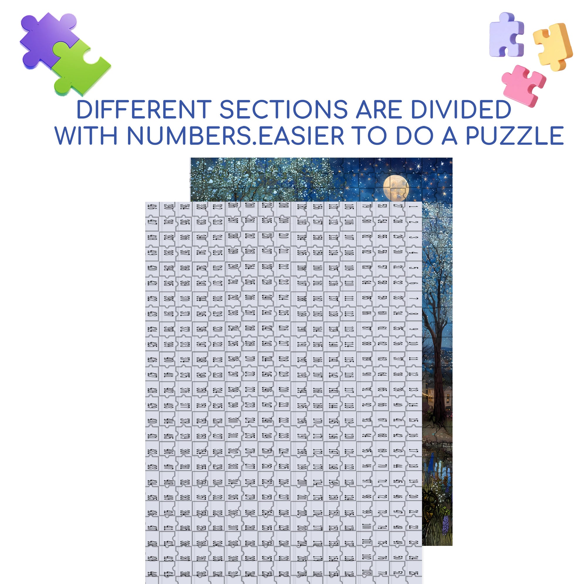 A Glommy Moonlit Night 500pcs/1000pcs Jigsaw Puzzle, Scratch-Resistant, Interactive Family Game & Brain-Boosting DIY Decor, Perfect for Halloween, Christmas & New Year Gifts, Family Puzzle Game