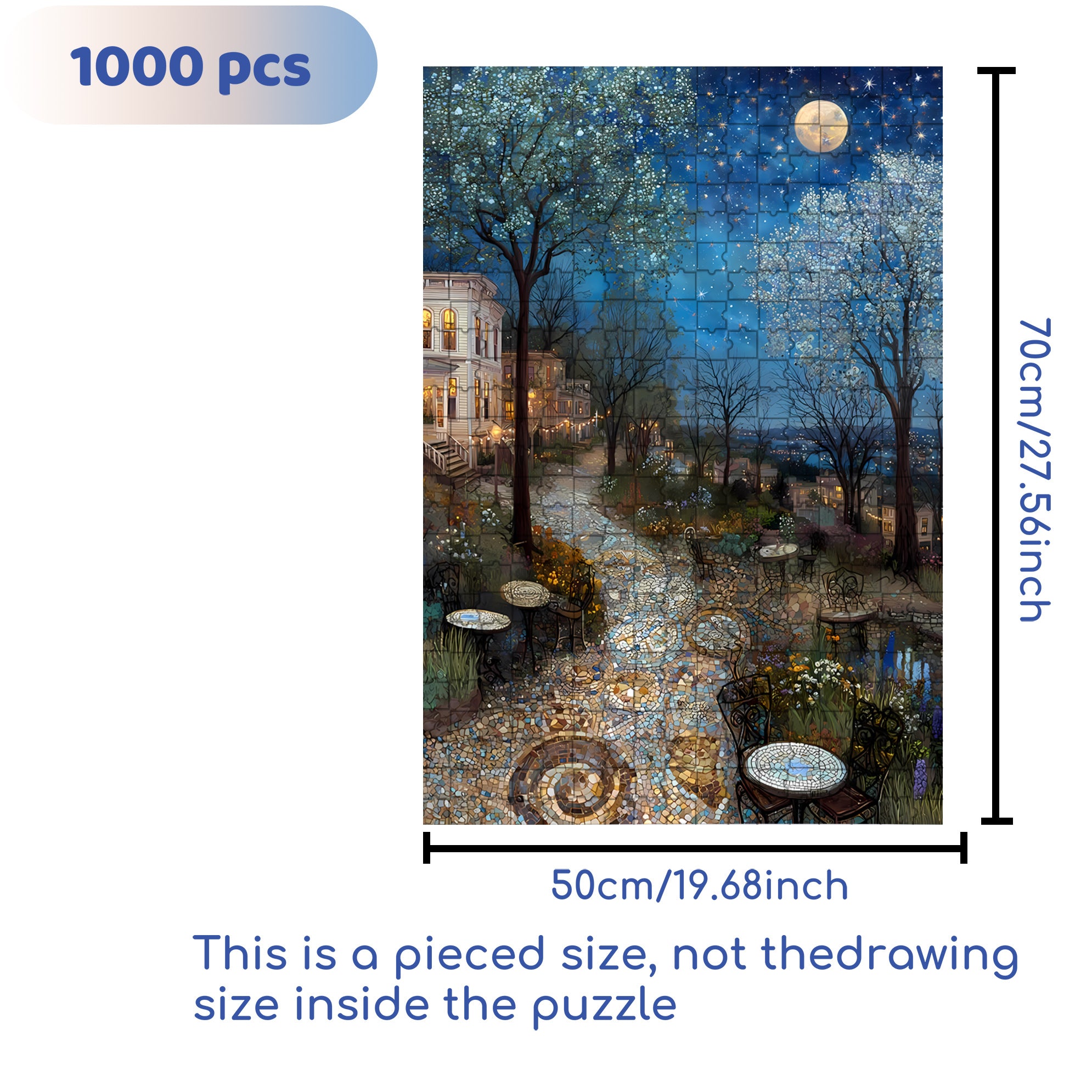 A Glommy Moonlit Night 500pcs/1000pcs Jigsaw Puzzle, Scratch-Resistant, Interactive Family Game & Brain-Boosting DIY Decor, Perfect for Halloween, Christmas & New Year Gifts, Family Puzzle Game