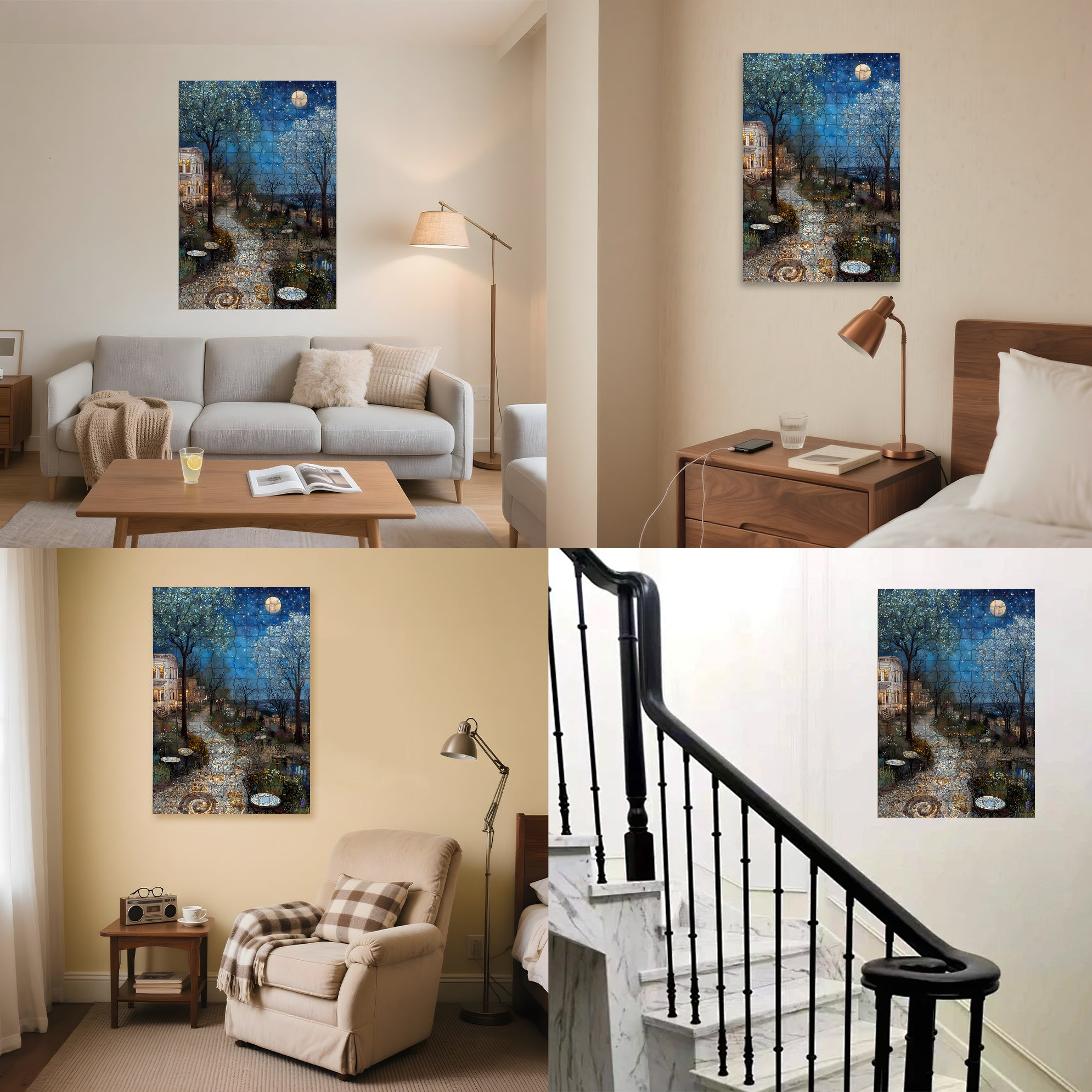 A Glommy Moonlit Night 500pcs/1000pcs Jigsaw Puzzle, Scratch-Resistant, Interactive Family Game & Brain-Boosting DIY Decor, Perfect for Halloween, Christmas & New Year Gifts, Family Puzzle Game