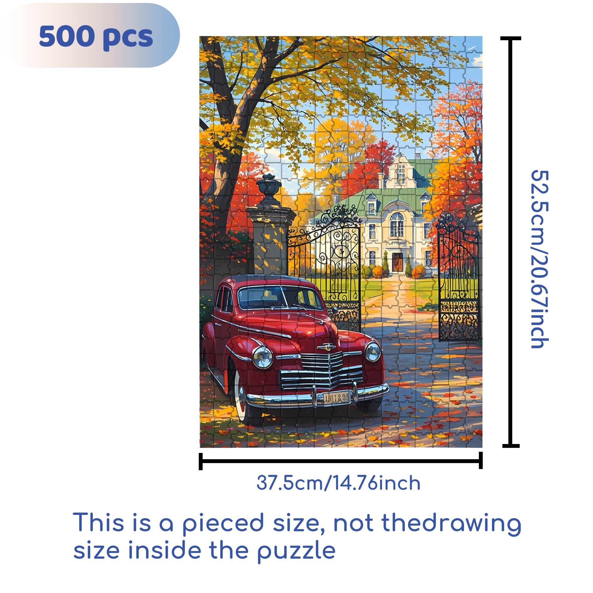 Antique Cars 500pcs/1000pcs Jigsaw Puzzle, Scratch-Resistant, Interactive Family Game & Brain-Boosting DIY Decor, Perfect for Halloween, Christmas & New Year Gifts, Family Puzzle Game