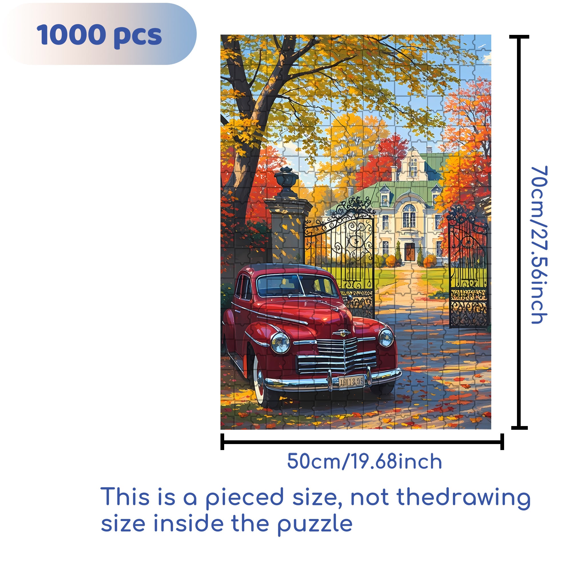 Antique Cars 500pcs/1000pcs Jigsaw Puzzle, Scratch-Resistant, Interactive Family Game & Brain-Boosting DIY Decor, Perfect for Halloween, Christmas & New Year Gifts, Family Puzzle Game