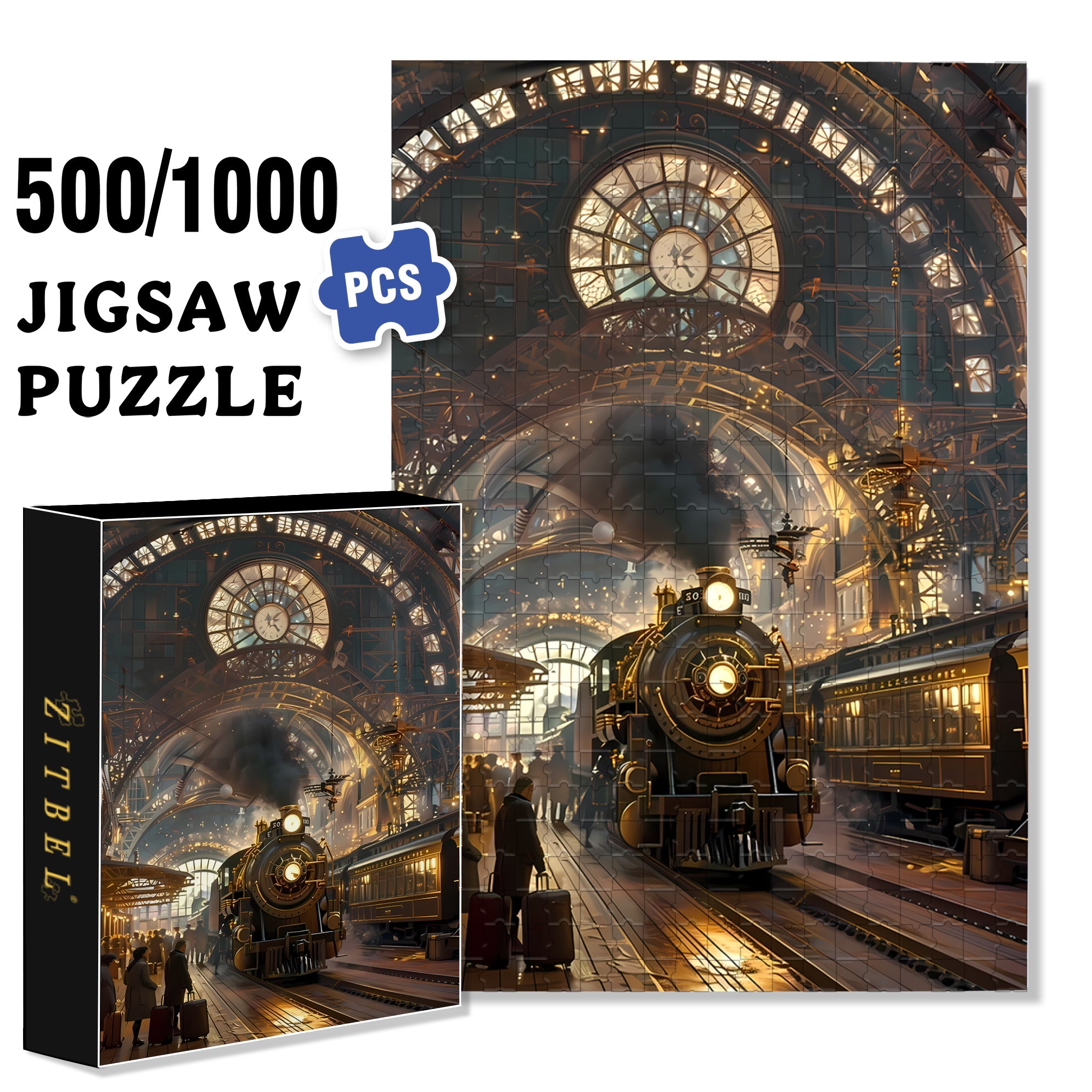 Arrival Of A Train 500pcs/1000pcs Jigsaw Puzzle, Scratch-Resistant, Interactive Family Game & Brain-Boosting DIY Decor, Perfect for Halloween, Christmas & New Year Gifts, Family Puzzle Game