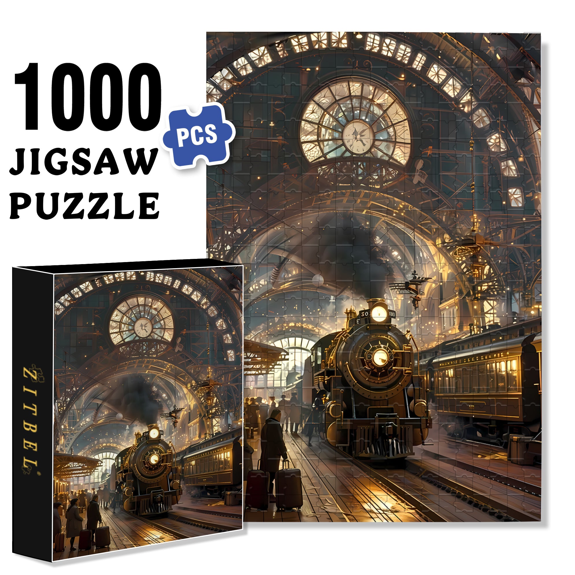 Arrival Of A Train 500pcs/1000pcs Jigsaw Puzzle, Scratch-Resistant, Interactive Family Game & Brain-Boosting DIY Decor, Perfect for Halloween, Christmas & New Year Gifts, Family Puzzle Game