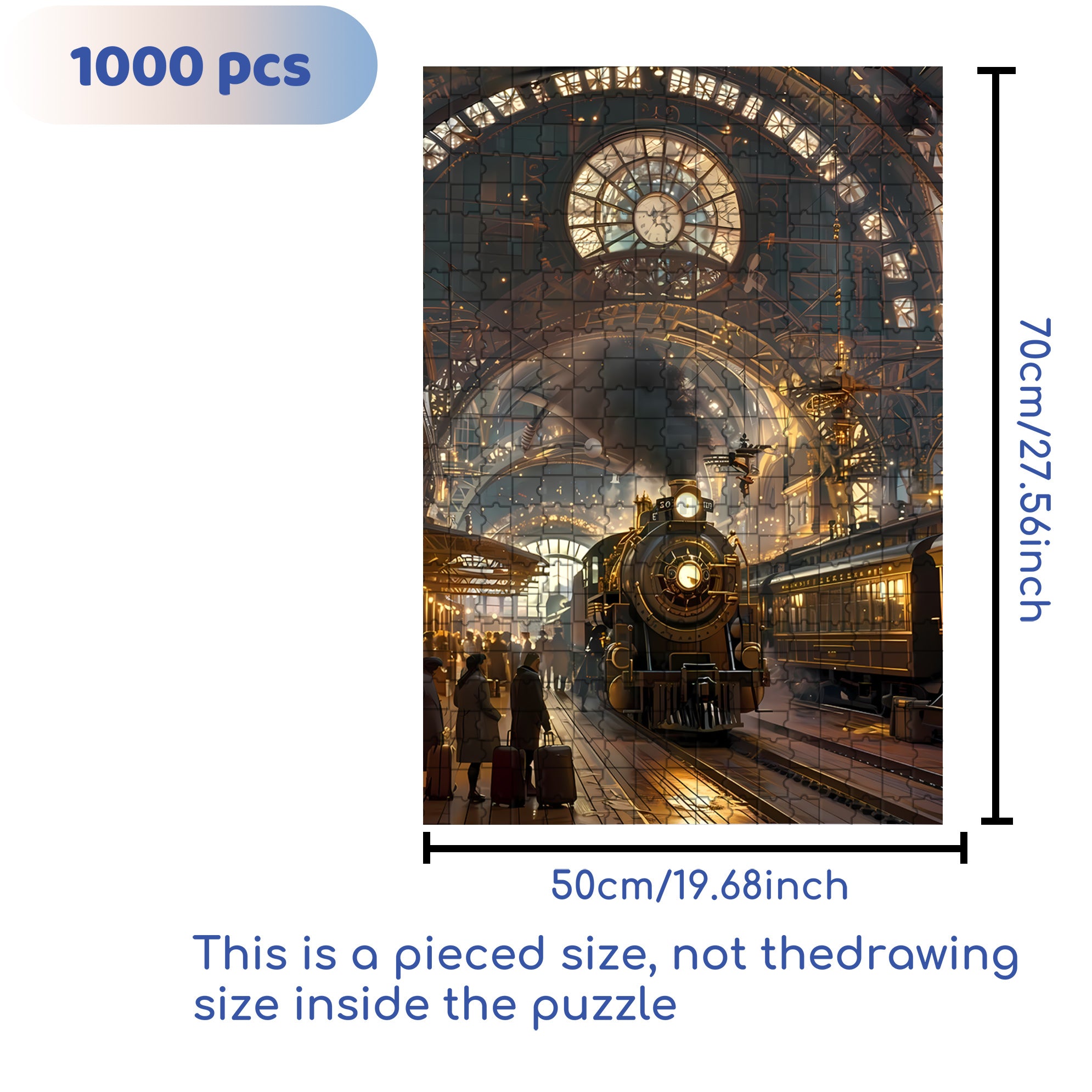 Arrival Of A Train 500pcs/1000pcs Jigsaw Puzzle, Scratch-Resistant, Interactive Family Game & Brain-Boosting DIY Decor, Perfect for Halloween, Christmas & New Year Gifts, Family Puzzle Game