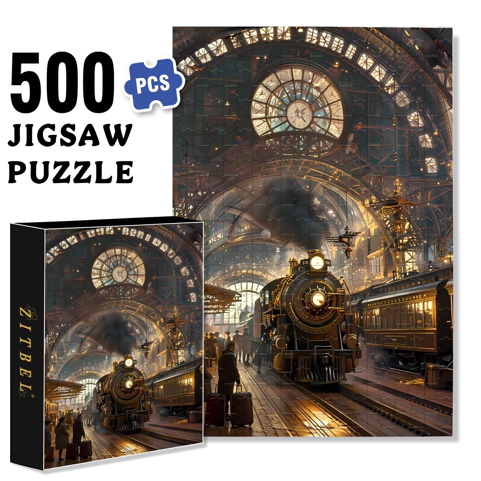 Arrival Of A Train 500pcs/1000pcs Jigsaw Puzzle, Scratch-Resistant, Interactive Family Game & Brain-Boosting DIY Decor, Perfect for Halloween, Christmas & New Year Gifts, Family Puzzle Game