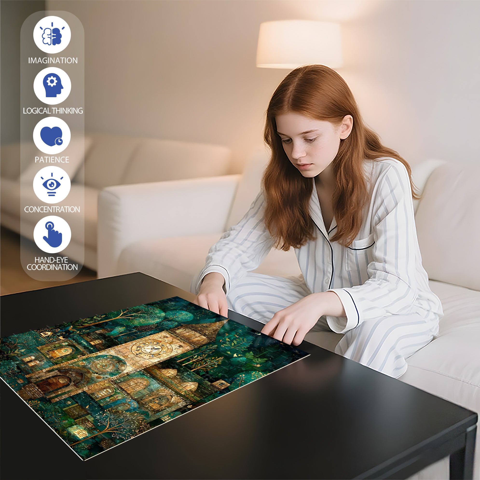Bell Tower 500pcs/1000pcs Jigsaw Puzzle, Scratch-Resistant, Interactive Family Game & Brain-Boosting DIY Decor, Perfect for Halloween, Christmas & New Year Gifts, Family Puzzle Game