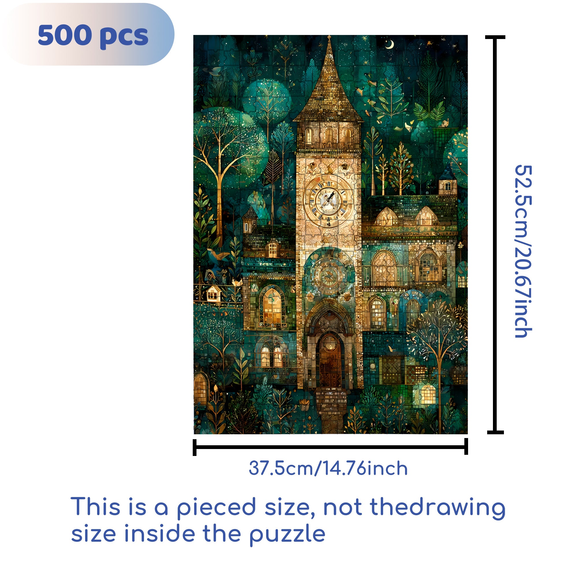 Bell Tower 500pcs/1000pcs Jigsaw Puzzle, Scratch-Resistant, Interactive Family Game & Brain-Boosting DIY Decor, Perfect for Halloween, Christmas & New Year Gifts, Family Puzzle Game