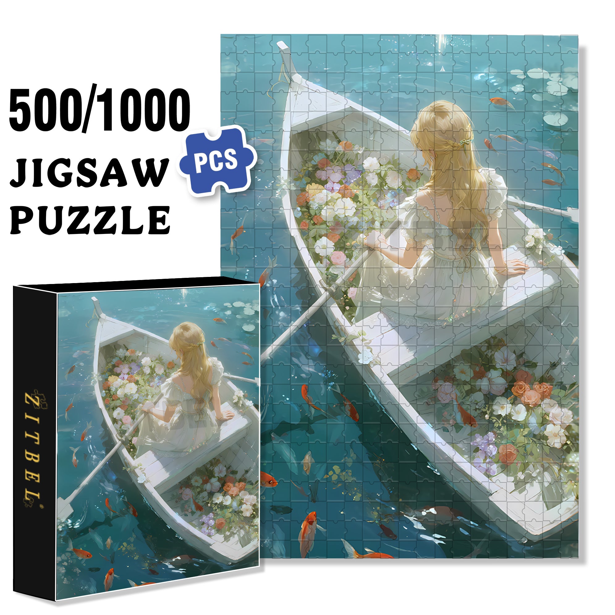 Boating 500pcs/1000pcs Jigsaw Puzzle, Scratch-Resistant, Interactive Family Game & Brain-Boosting DIY Decor, Perfect for Halloween, Christmas & New Year Gifts, Family Puzzle Game
