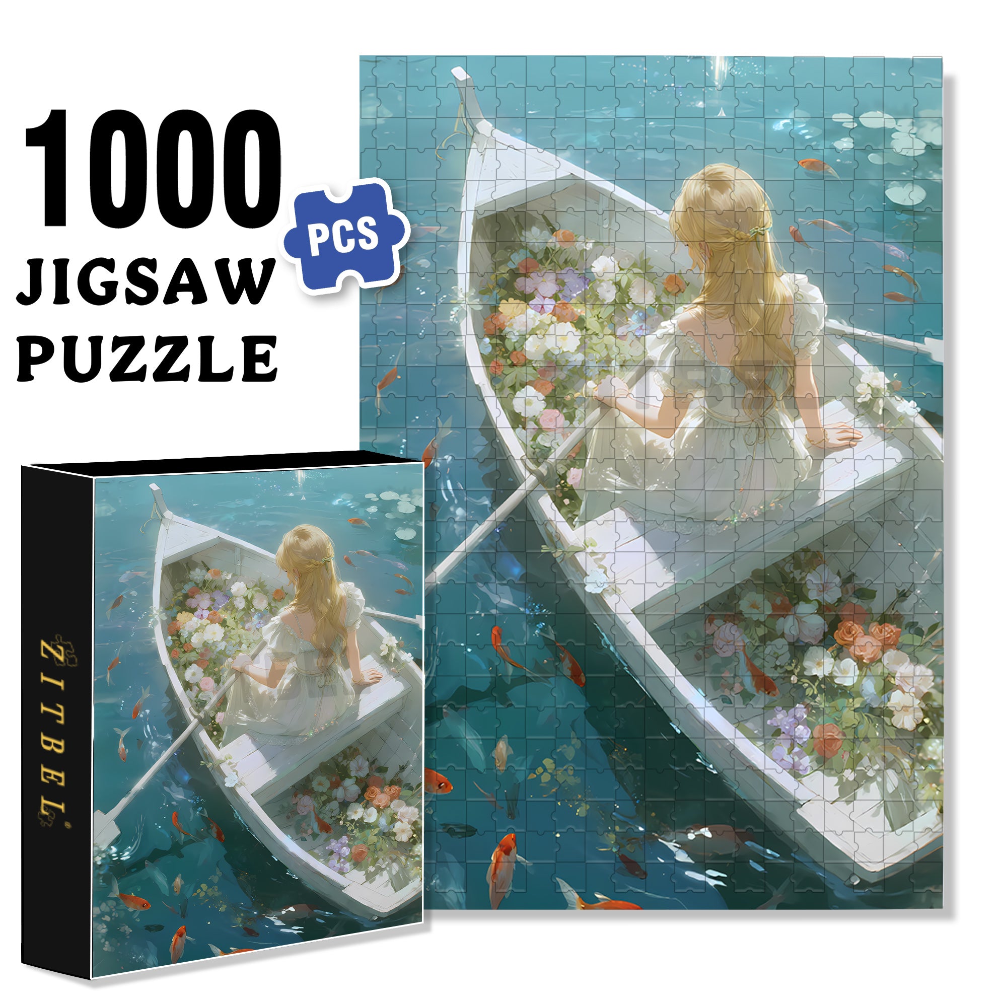 Boating 500pcs/1000pcs Jigsaw Puzzle, Scratch-Resistant, Interactive Family Game & Brain-Boosting DIY Decor, Perfect for Halloween, Christmas & New Year Gifts, Family Puzzle Game