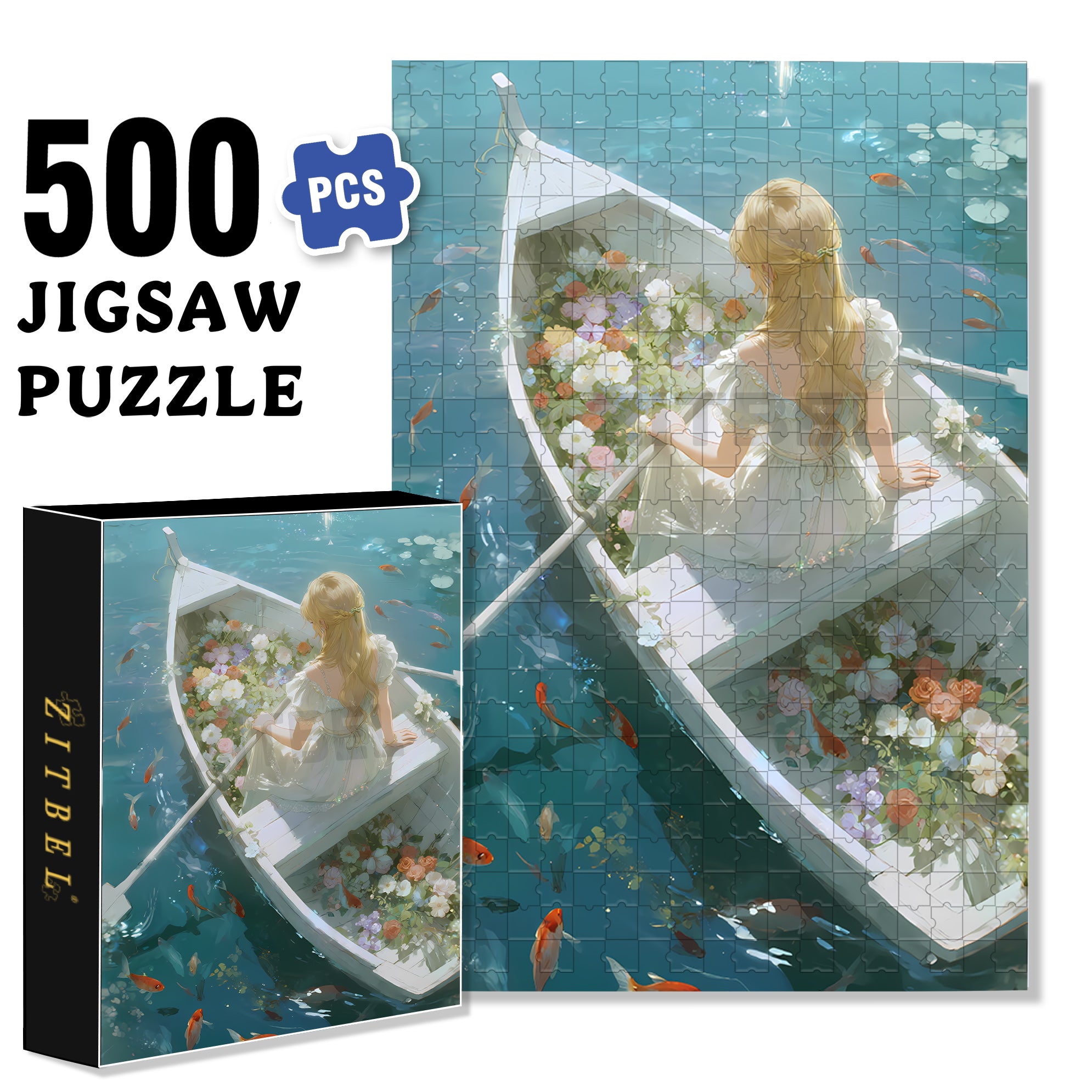 Boating 500pcs/1000pcs Jigsaw Puzzle, Scratch-Resistant, Interactive Family Game & Brain-Boosting DIY Decor, Perfect for Halloween, Christmas & New Year Gifts, Family Puzzle Game