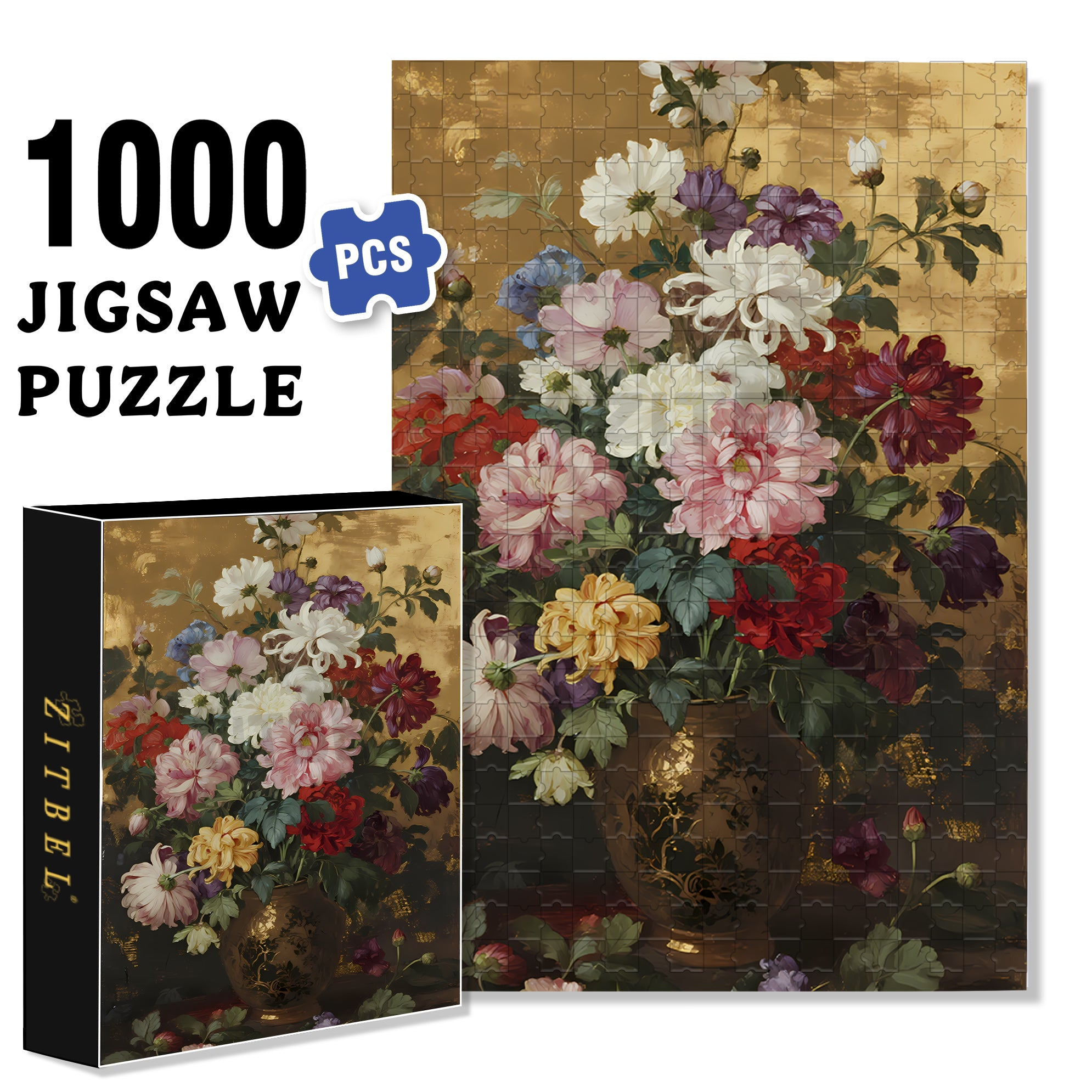 Chrysanthemum 500pcs/1000pcs Jigsaw Puzzle, Scratch-Resistant, Interactive Family Game & Brain-Boosting DIY Decor, Perfect for Halloween, Christmas & New Year Gifts, Family Puzzle Game