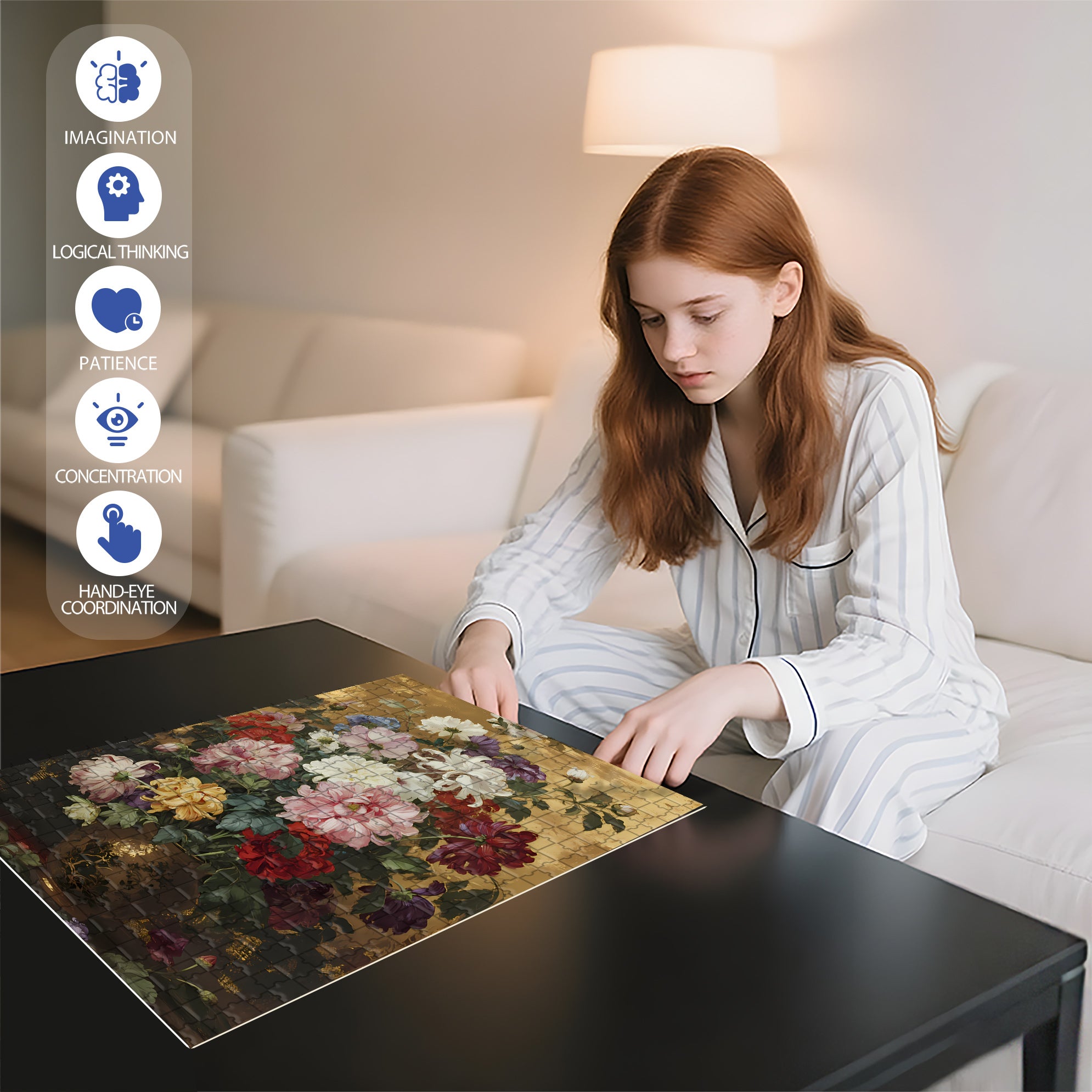 Chrysanthemum 500pcs/1000pcs Jigsaw Puzzle, Scratch-Resistant, Interactive Family Game & Brain-Boosting DIY Decor, Perfect for Halloween, Christmas & New Year Gifts, Family Puzzle Game