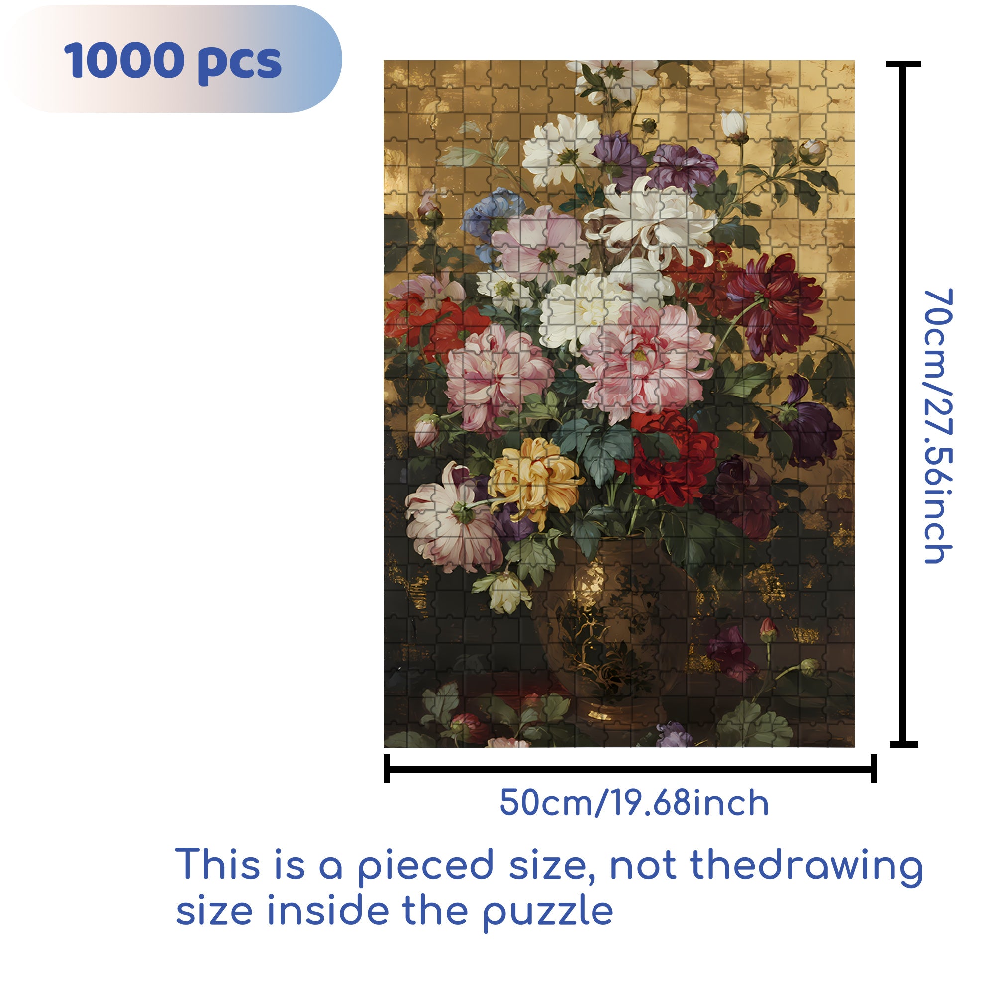 Chrysanthemum 500pcs/1000pcs Jigsaw Puzzle, Scratch-Resistant, Interactive Family Game & Brain-Boosting DIY Decor, Perfect for Halloween, Christmas & New Year Gifts, Family Puzzle Game