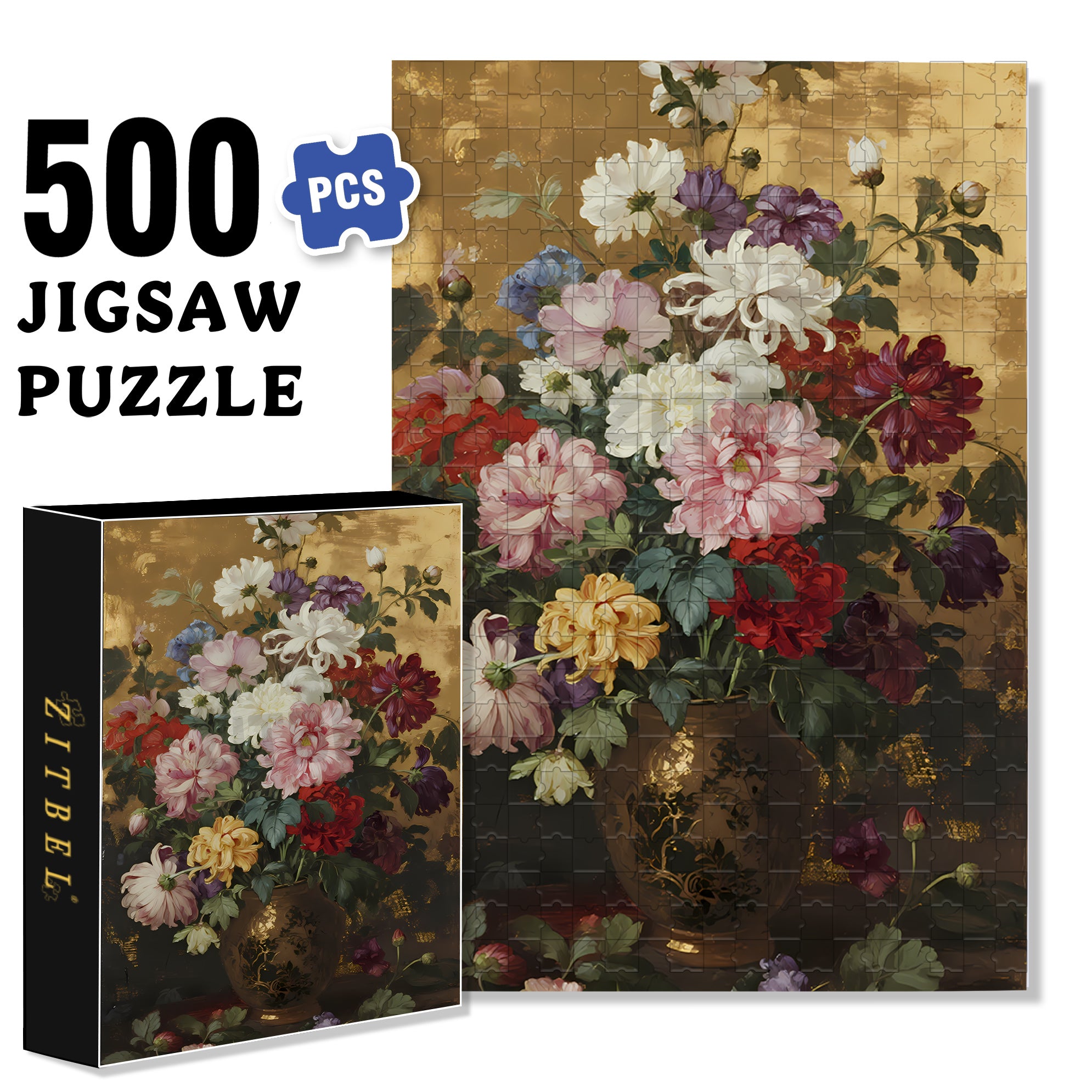Chrysanthemum 500pcs/1000pcs Jigsaw Puzzle, Scratch-Resistant, Interactive Family Game & Brain-Boosting DIY Decor, Perfect for Halloween, Christmas & New Year Gifts, Family Puzzle Game