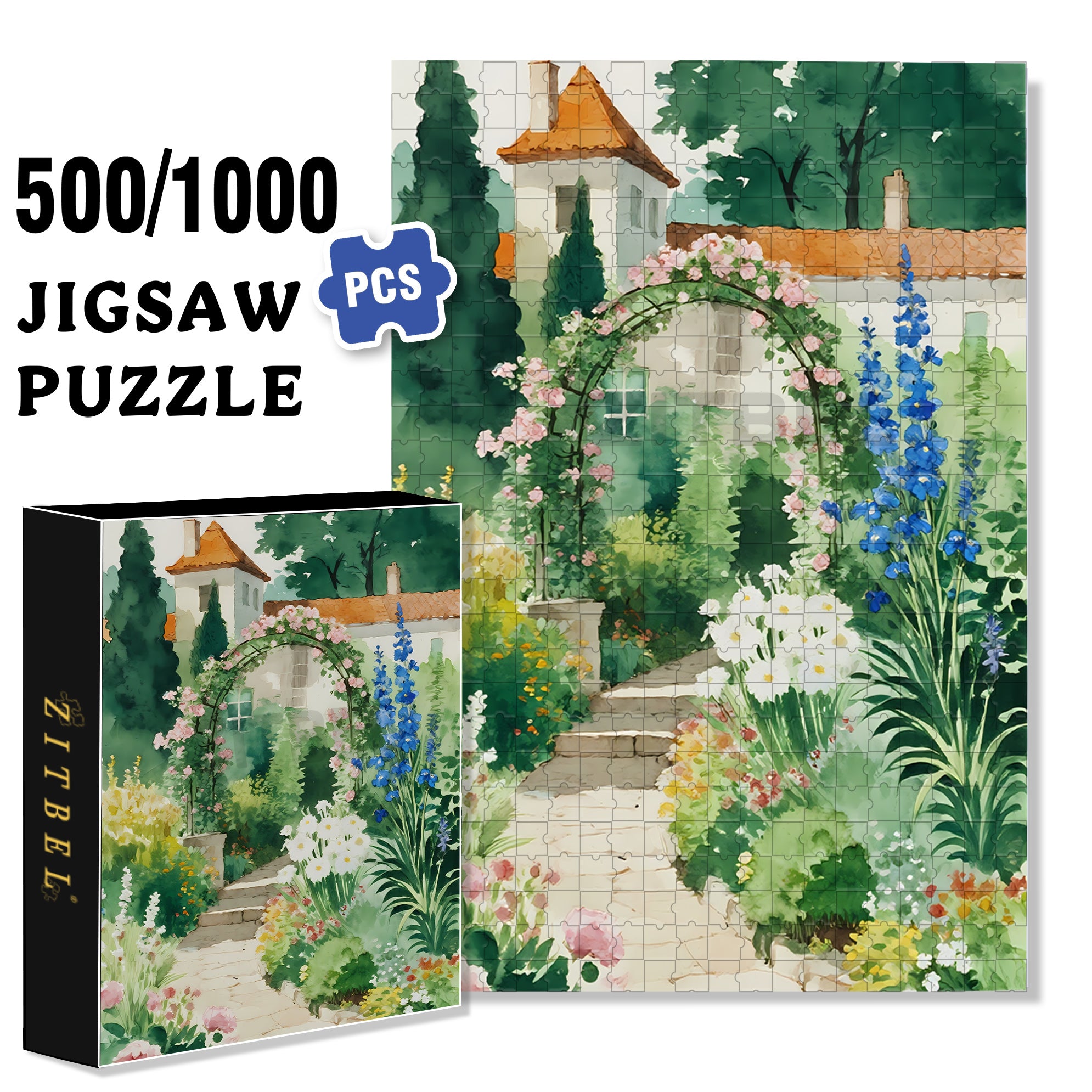 Colorful Flowers 500pcs/1000pcs Jigsaw Puzzle, Scratch-Resistant, Interactive Family Game & Brain-Boosting DIY Decor, Perfect for Halloween, Christmas & New Year Gifts, Family Puzzle Game