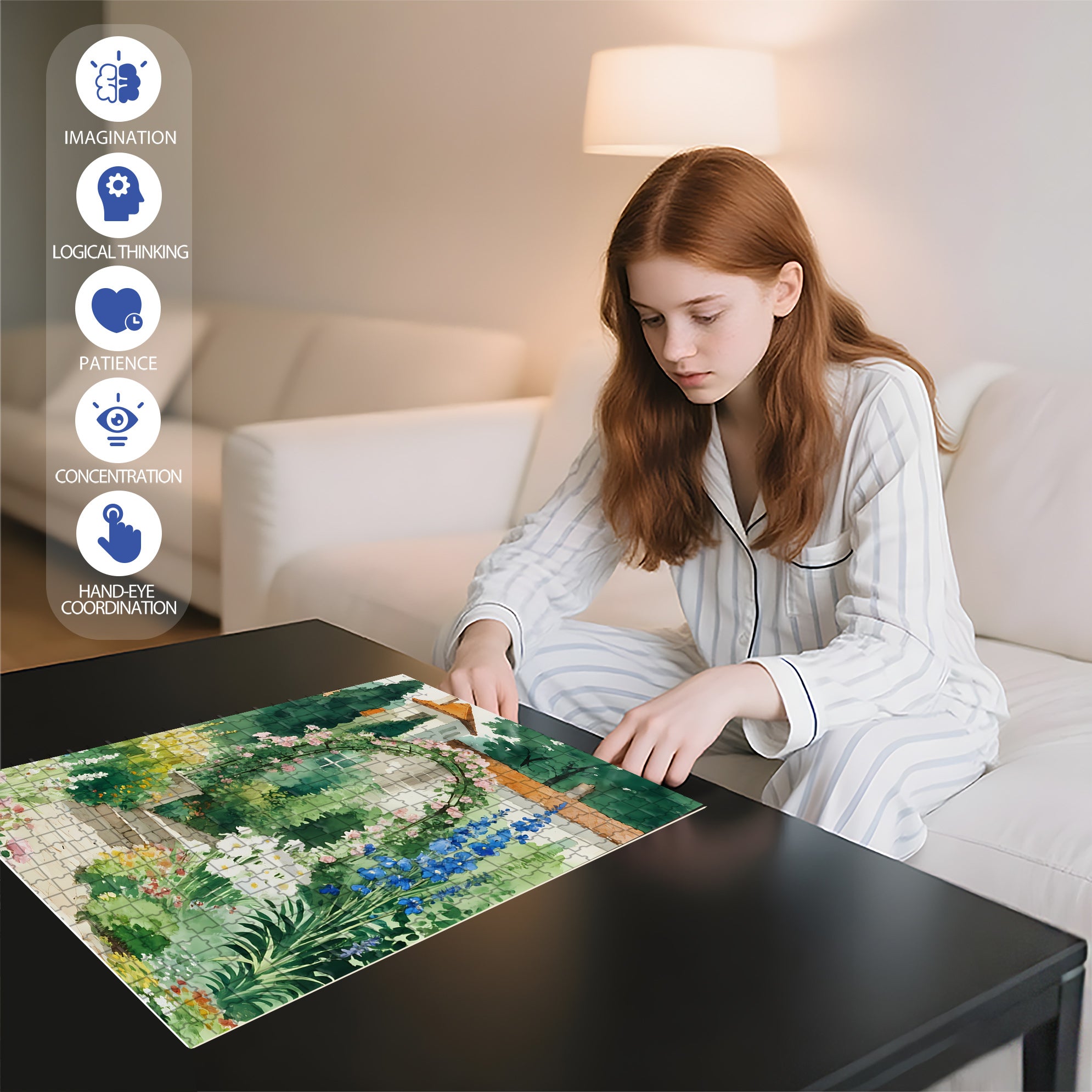 Colorful Flowers 500pcs/1000pcs Jigsaw Puzzle, Scratch-Resistant, Interactive Family Game & Brain-Boosting DIY Decor, Perfect for Halloween, Christmas & New Year Gifts, Family Puzzle Game