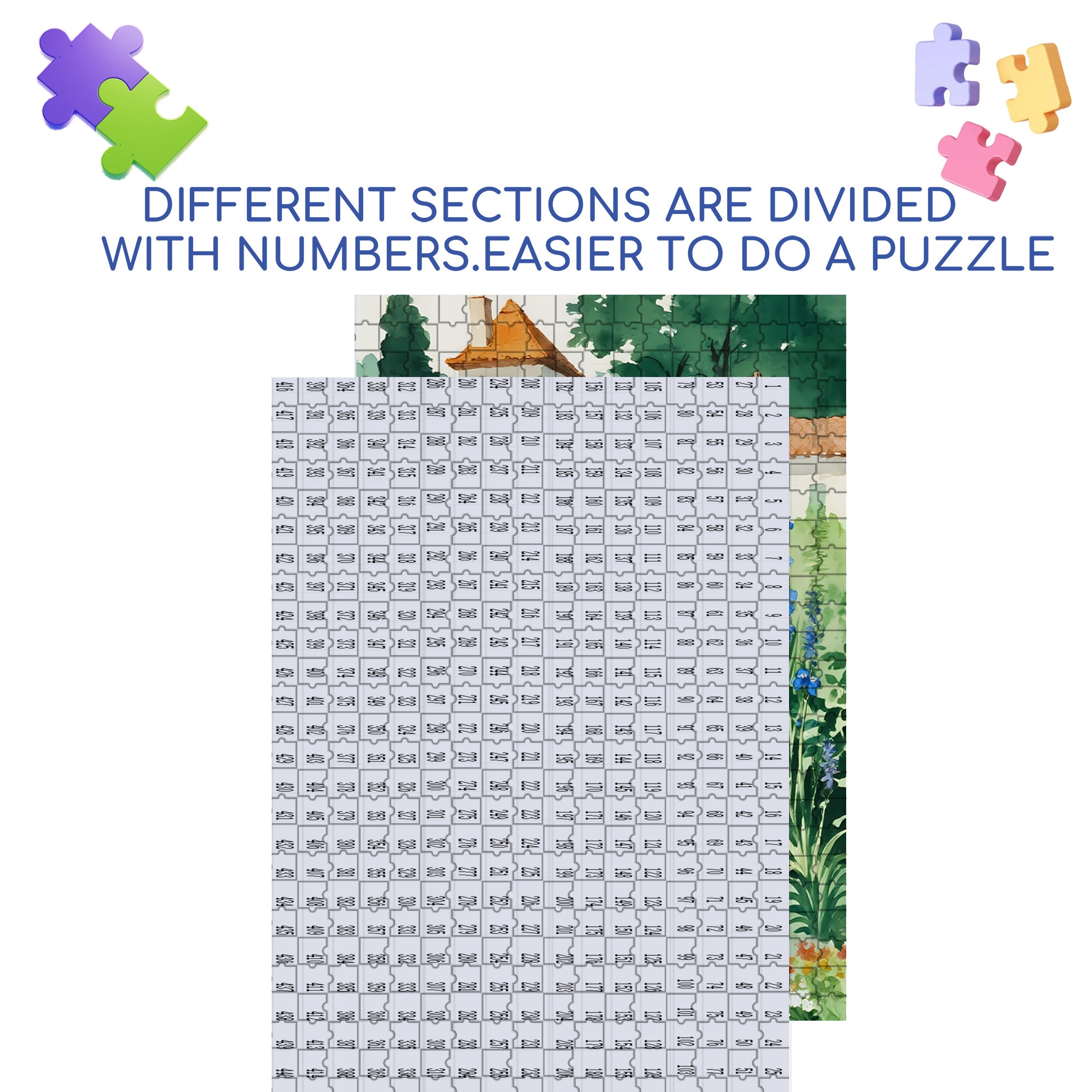 Colorful Flowers 500pcs/1000pcs Jigsaw Puzzle, Scratch-Resistant, Interactive Family Game & Brain-Boosting DIY Decor, Perfect for Halloween, Christmas & New Year Gifts, Family Puzzle Game