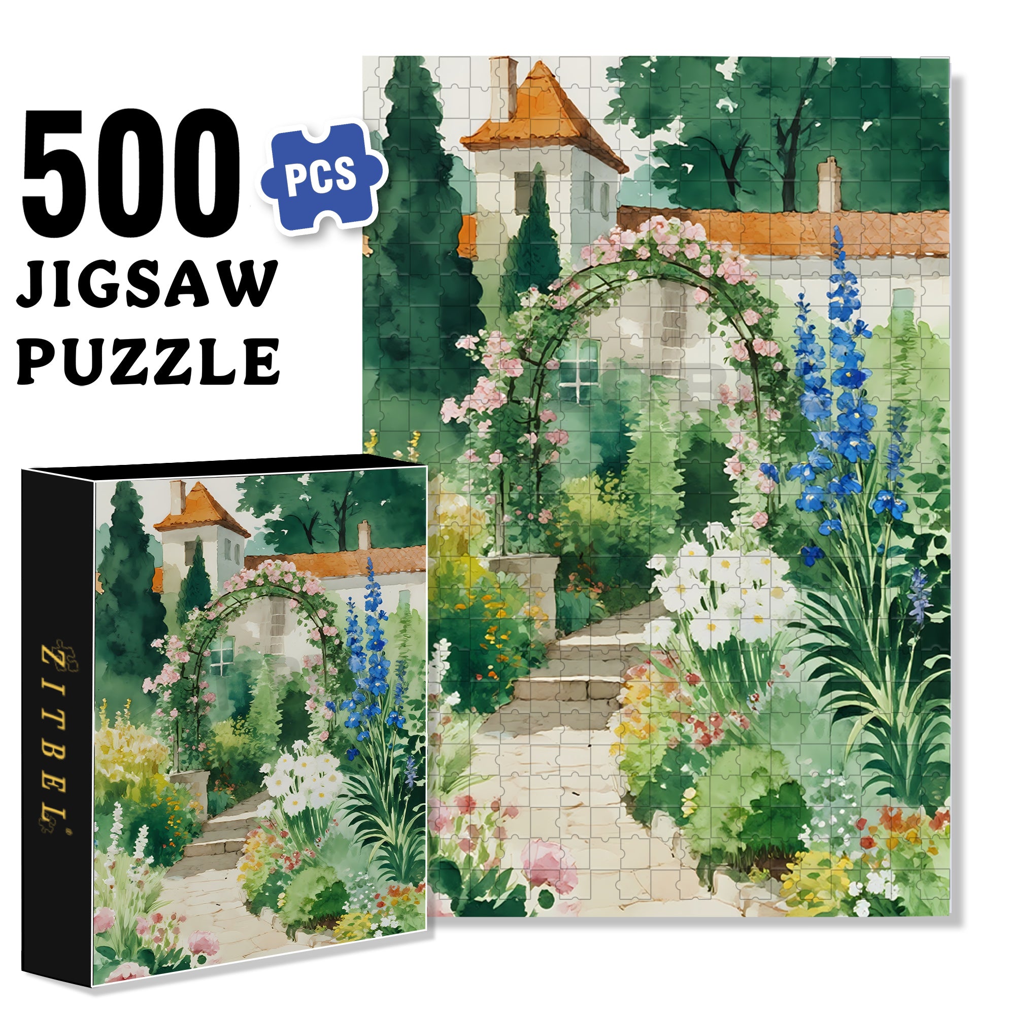 Colorful Flowers 500pcs/1000pcs Jigsaw Puzzle, Scratch-Resistant, Interactive Family Game & Brain-Boosting DIY Decor, Perfect for Halloween, Christmas & New Year Gifts, Family Puzzle Game