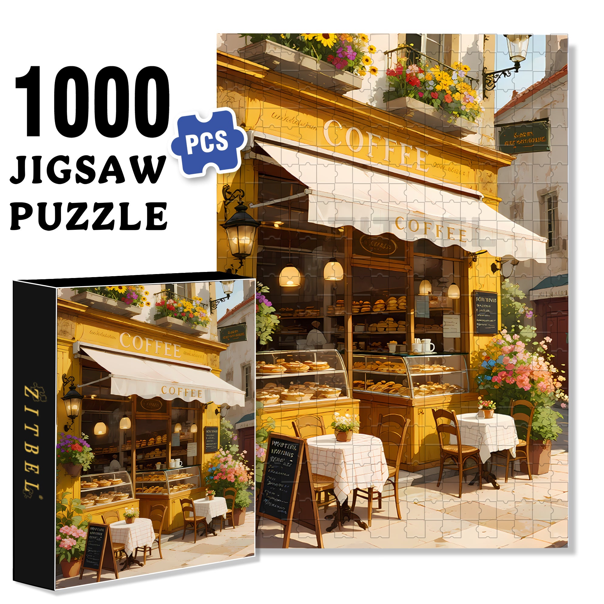 Corner Bakery 500pcs/1000pcs Jigsaw Puzzle, Scratch-Resistant, Interactive Family Game & Brain-Boosting DIY Decor, Perfect for Halloween, Christmas & New Year Gifts, Family Puzzle Game