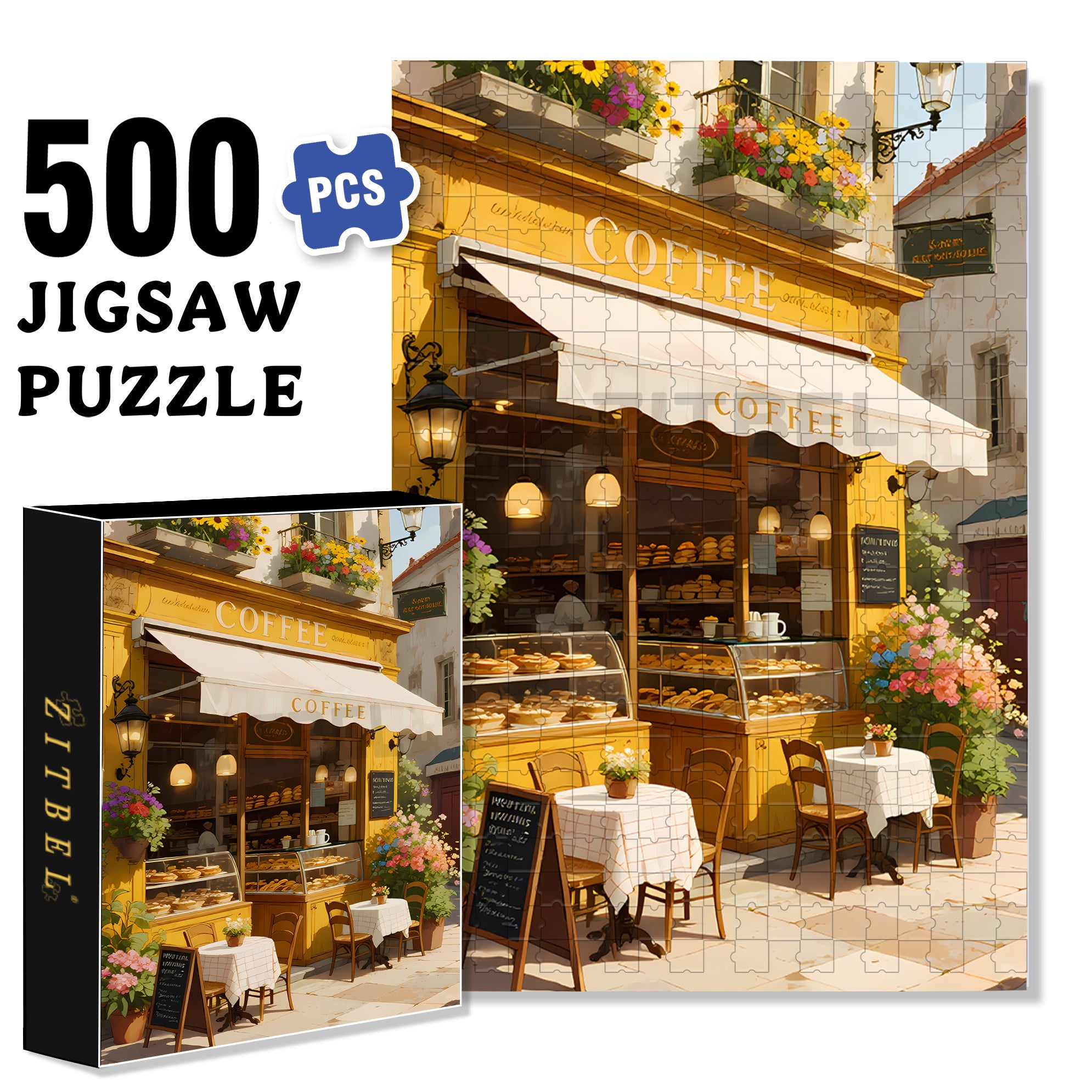 Corner Bakery 500pcs/1000pcs Jigsaw Puzzle, Scratch-Resistant, Interactive Family Game & Brain-Boosting DIY Decor, Perfect for Halloween, Christmas & New Year Gifts, Family Puzzle Game