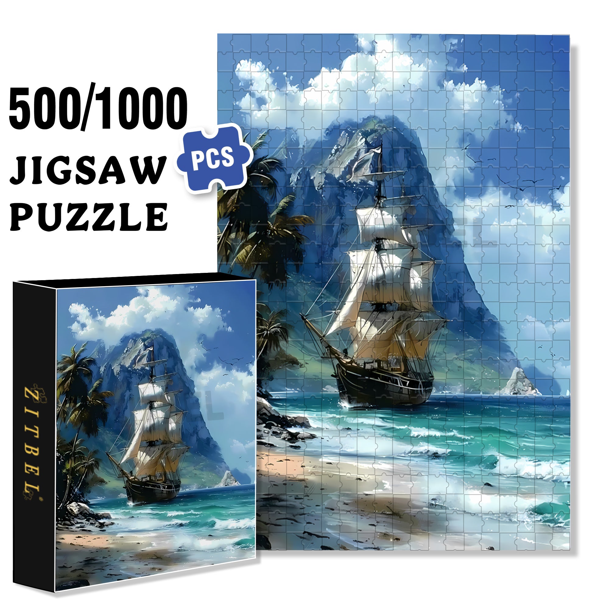 Counted Cross 500pcs/1000pcs Jigsaw Puzzle, Scratch-Resistant, Interactive Family Game & Brain-Boosting DIY Decor, Perfect for Halloween, Christmas & New Year Gifts, Family Puzzle Game