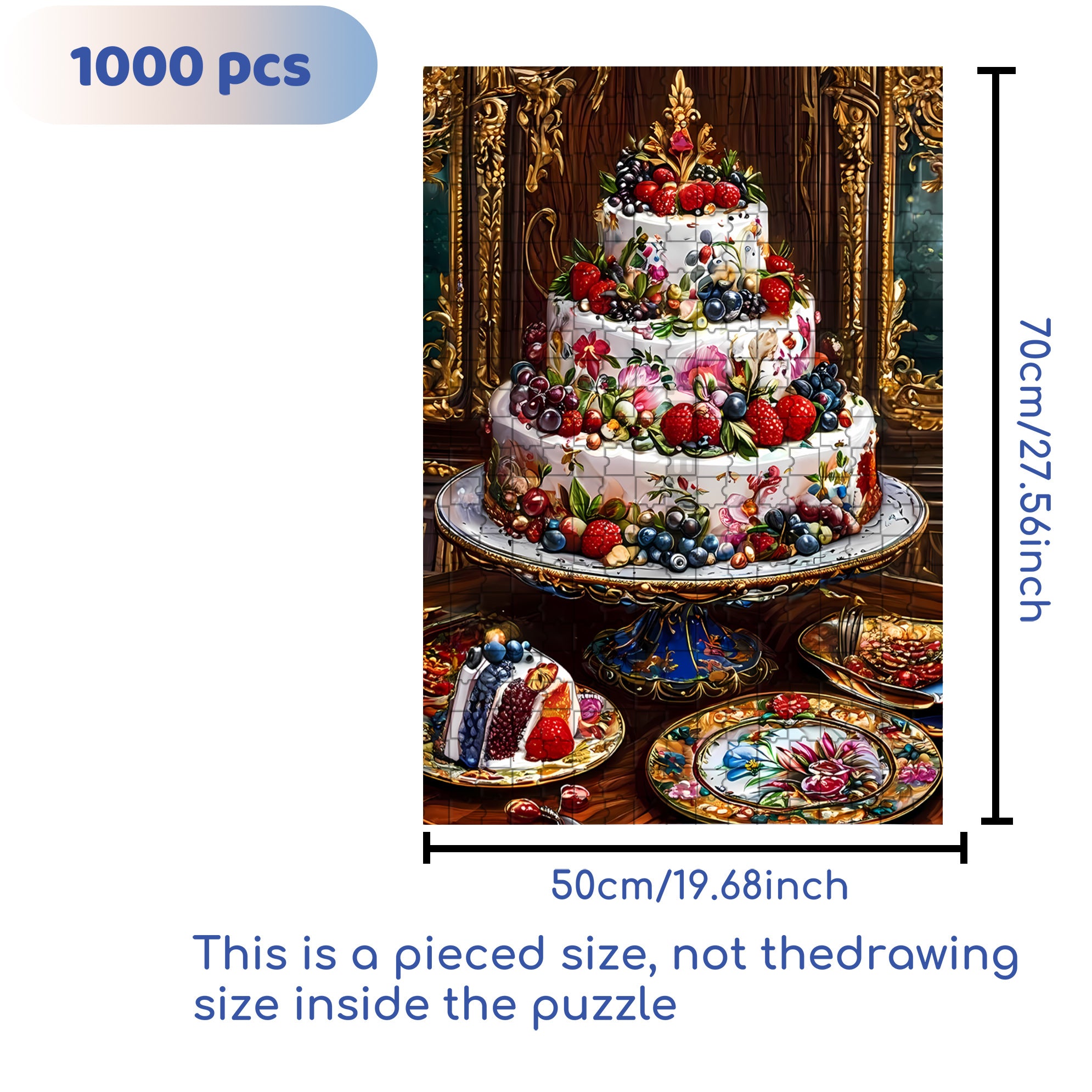Cream Cake 500pcs/1000pcs Jigsaw Puzzle, Scratch-Resistant, Interactive Family Game & Brain-Boosting DIY Decor, Perfect for Halloween, Christmas & New Year Gifts, Family Puzzle Game