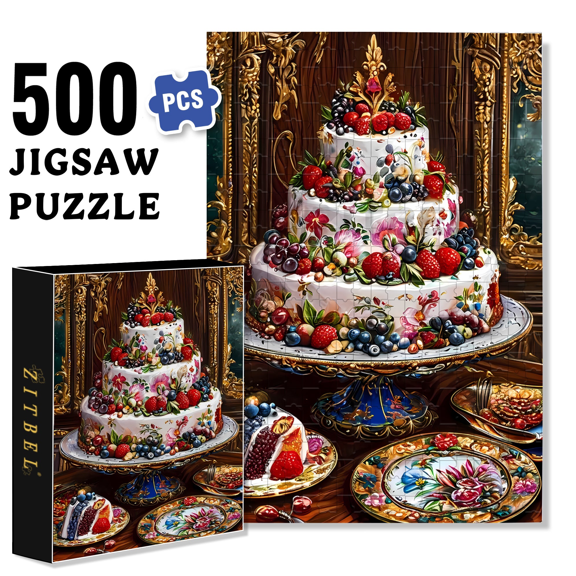 Cream Cake 500pcs/1000pcs Jigsaw Puzzle, Scratch-Resistant, Interactive Family Game & Brain-Boosting DIY Decor, Perfect for Halloween, Christmas & New Year Gifts, Family Puzzle Game