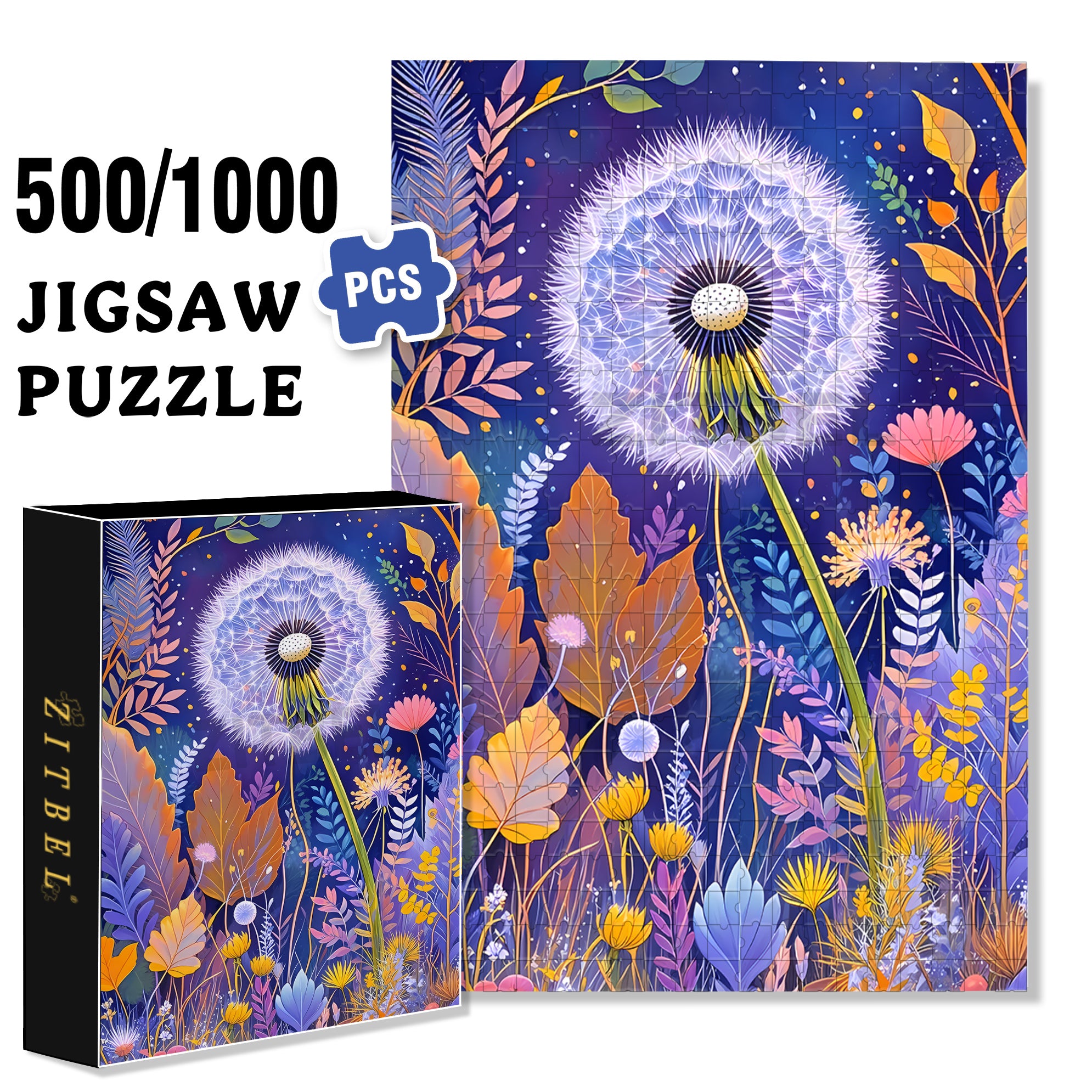 Dandelion's Promise 500pcs/1000pcs Jigsaw Puzzle, Scratch-Resistant, Interactive Family Game & Brain-Boosting DIY Decor, Perfect for Halloween, Christmas & New Year Gifts, Family Puzzle Game