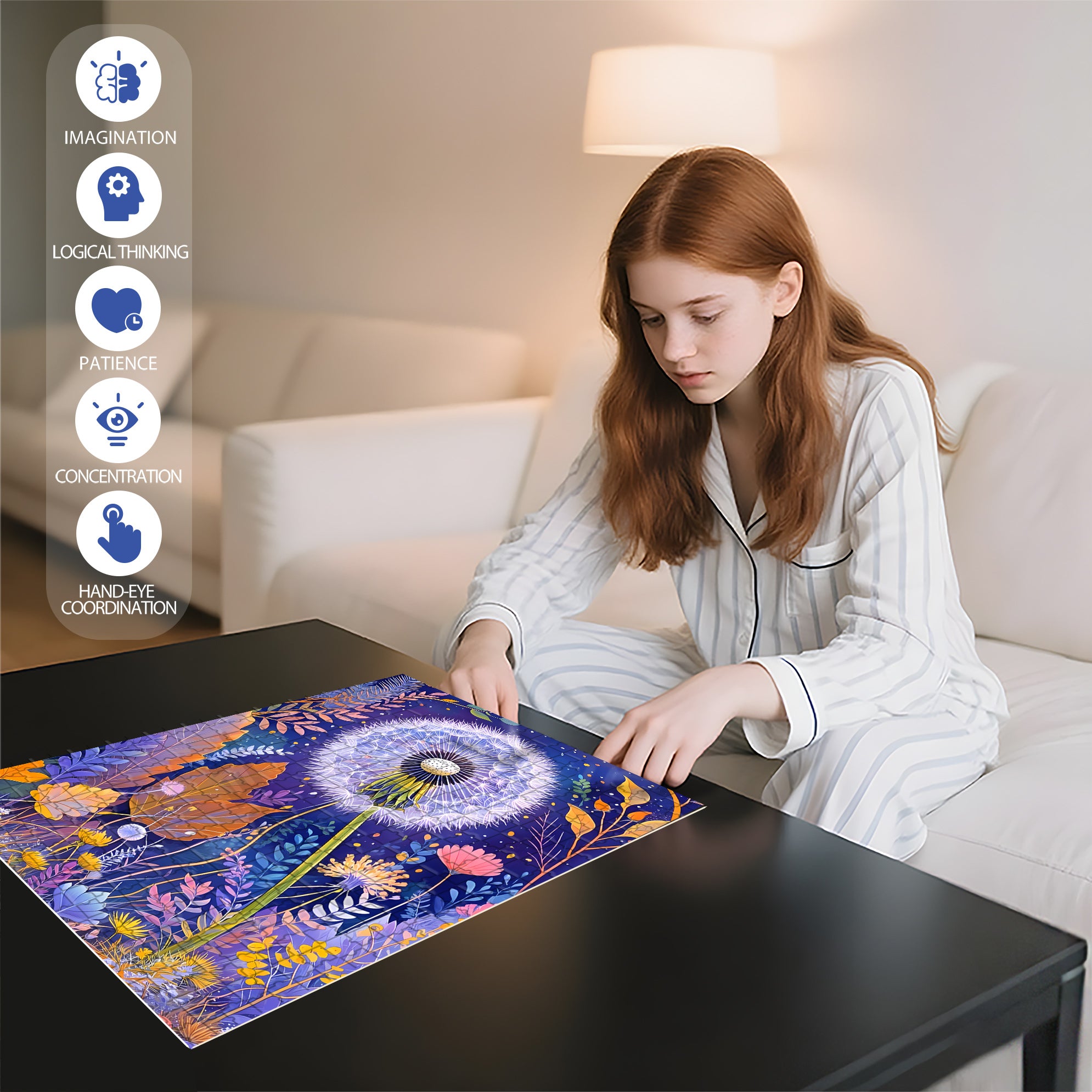 Dandelion's Promise 500pcs/1000pcs Jigsaw Puzzle, Scratch-Resistant, Interactive Family Game & Brain-Boosting DIY Decor, Perfect for Halloween, Christmas & New Year Gifts, Family Puzzle Game