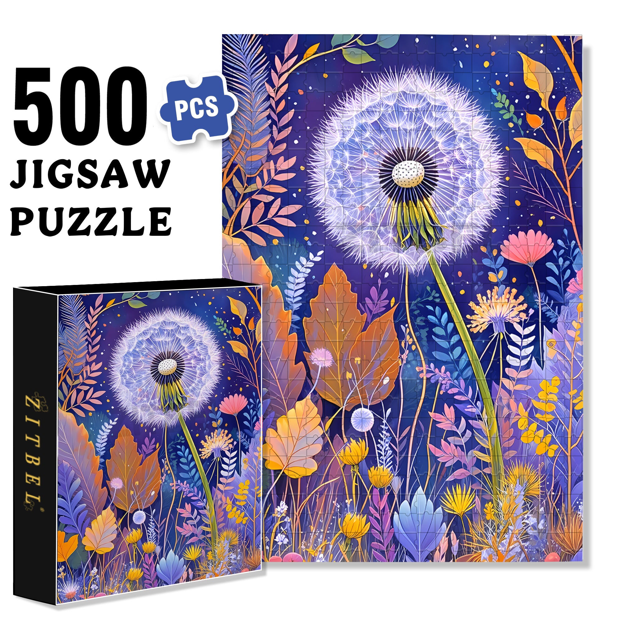 Dandelion's Promise 500pcs/1000pcs Jigsaw Puzzle, Scratch-Resistant, Interactive Family Game & Brain-Boosting DIY Decor, Perfect for Halloween, Christmas & New Year Gifts, Family Puzzle Game