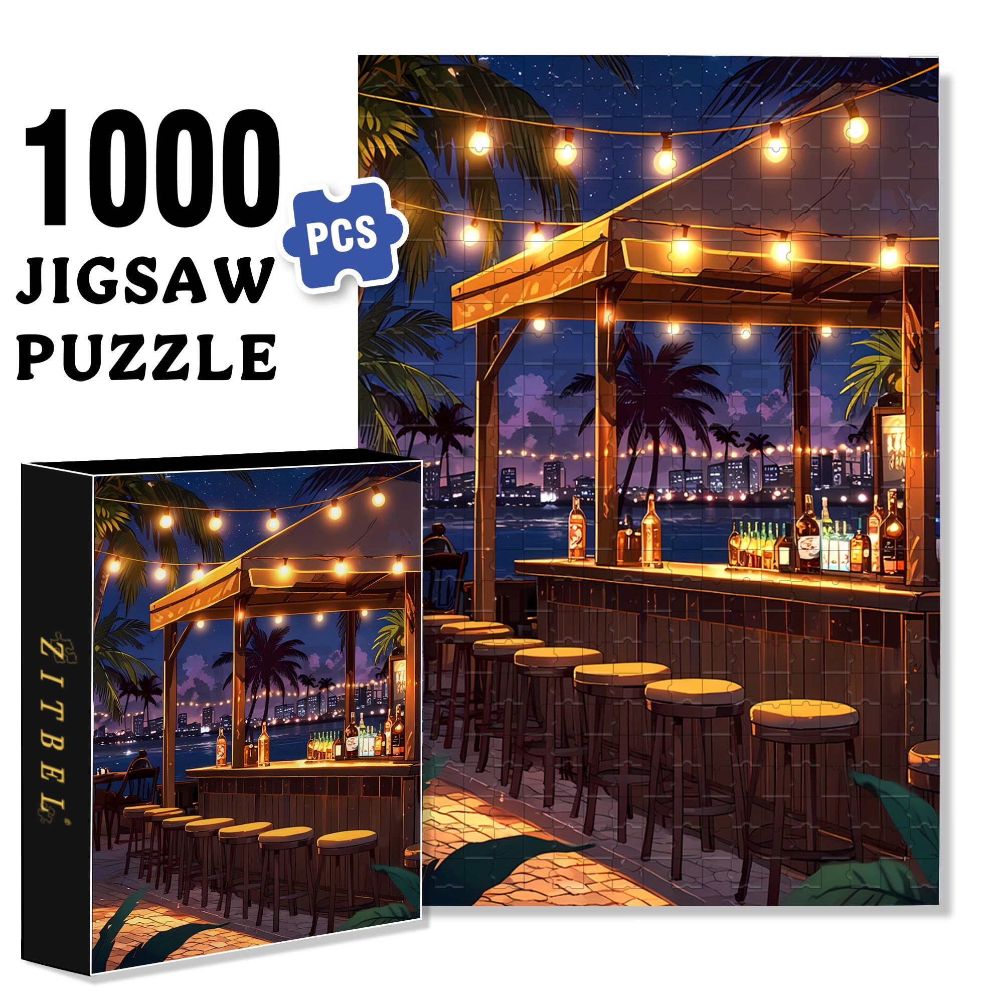 Drink Night Brasil 500pcs/1000pcs Jigsaw Puzzle, Scratch-Resistant, Interactive Family Game & Brain-Boosting DIY Decor, Perfect for Halloween, Christmas & New Year Gifts, Family Puzzle Game