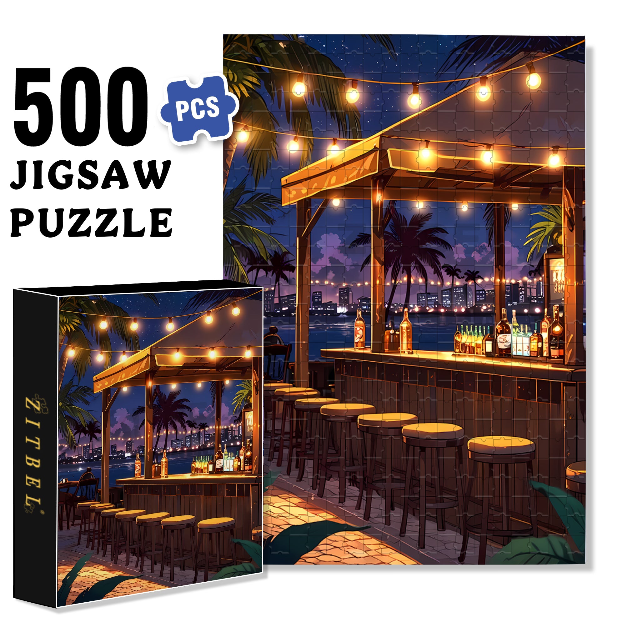 Drink Night Brasil 500pcs/1000pcs Jigsaw Puzzle, Scratch-Resistant, Interactive Family Game & Brain-Boosting DIY Decor, Perfect for Halloween, Christmas & New Year Gifts, Family Puzzle Game