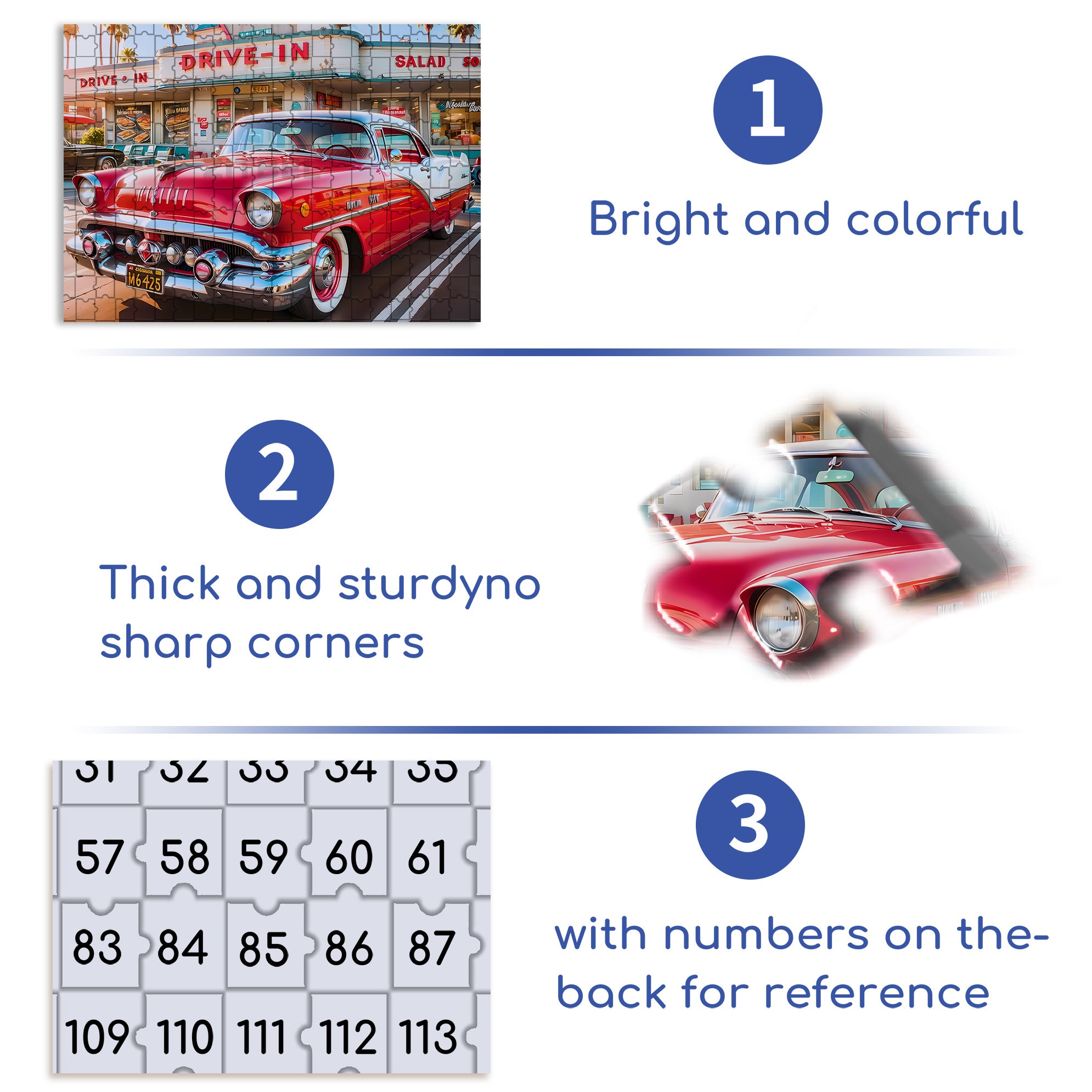 Drive In 500pcs/1000pcs Jigsaw Puzzle, Scratch-Resistant, Interactive Family Game & Brain-Boosting DIY Decor, Perfect for Halloween, Christmas & New Year Gifts, Family Puzzle Game