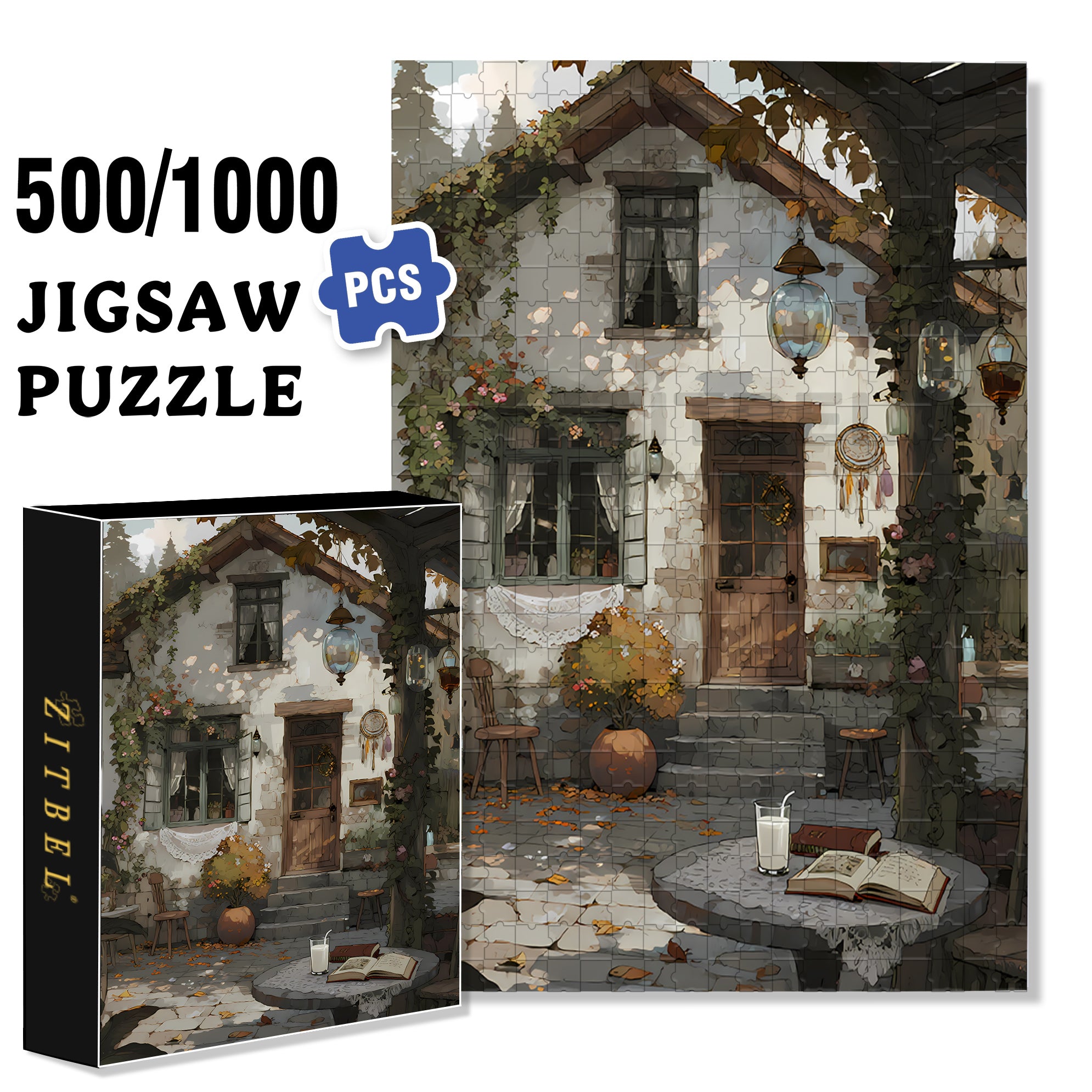 Fallen Leaves 500pcs/1000pcs Jigsaw Puzzle, Scratch-Resistant, Interactive Family Game & Brain-Boosting DIY Decor, Perfect for Halloween, Christmas & New Year Gifts, Family Puzzle Game