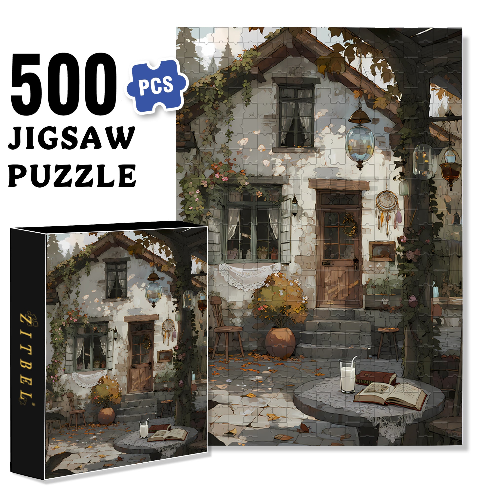 Fallen Leaves 500pcs/1000pcs Jigsaw Puzzle, Scratch-Resistant, Interactive Family Game & Brain-Boosting DIY Decor, Perfect for Halloween, Christmas & New Year Gifts, Family Puzzle Game