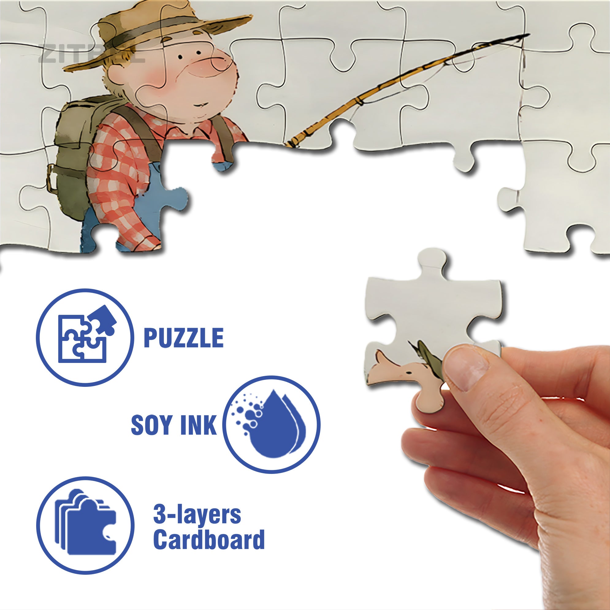 Fishing with Dad 500pcs/1000pcs Jigsaw Puzzle, Scratch-Resistant, Interactive Family Game & Brain-Boosting DIY Decor, Perfect for Halloween, Christmas & New Year Gifts, Family Puzzle Game