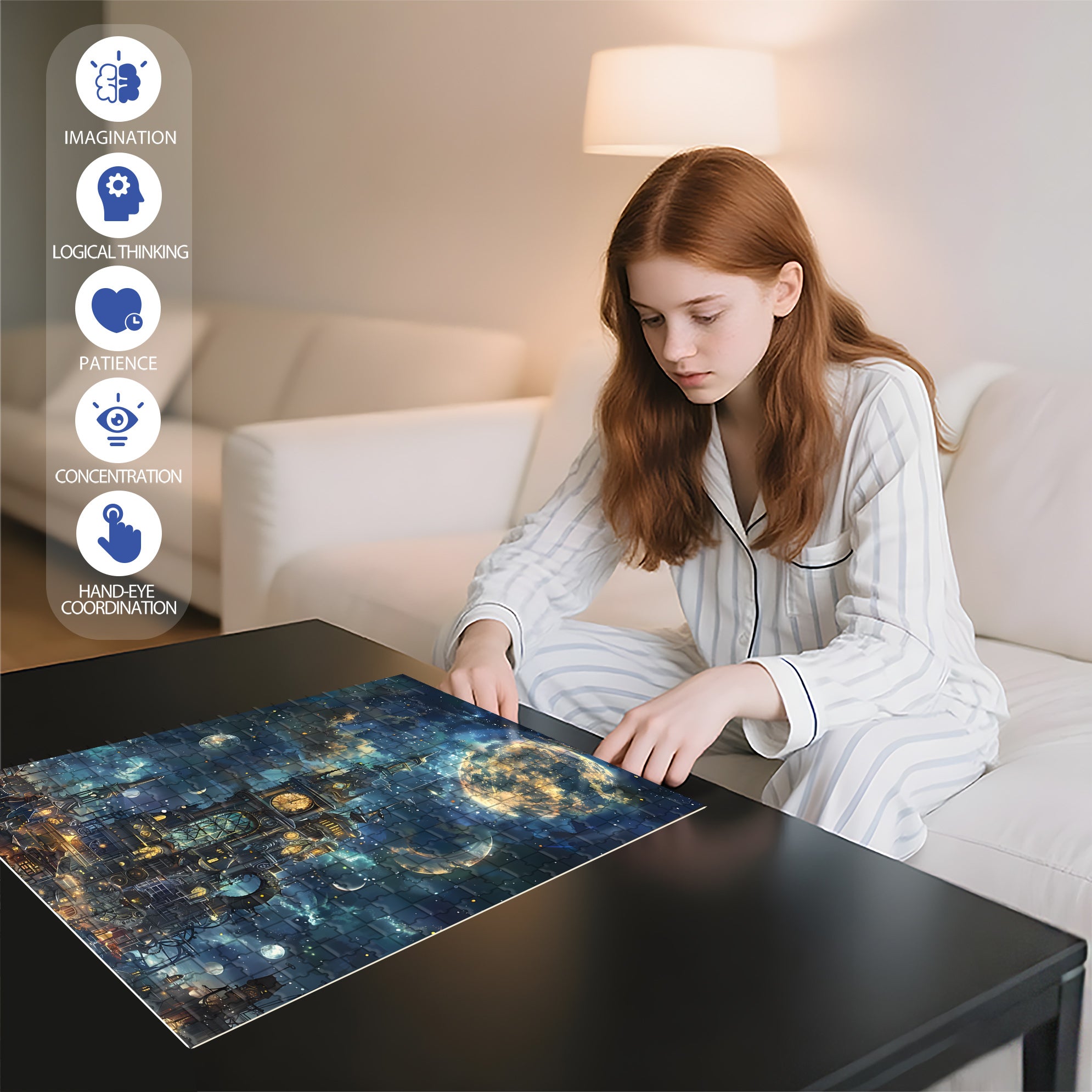 Full Moon 500pcs/1000pcs Jigsaw Puzzle, Scratch-Resistant, Interactive Family Game & Brain-Boosting DIY Decor, Perfect for Halloween, Christmas & New Year Gifts, Family Puzzle Game