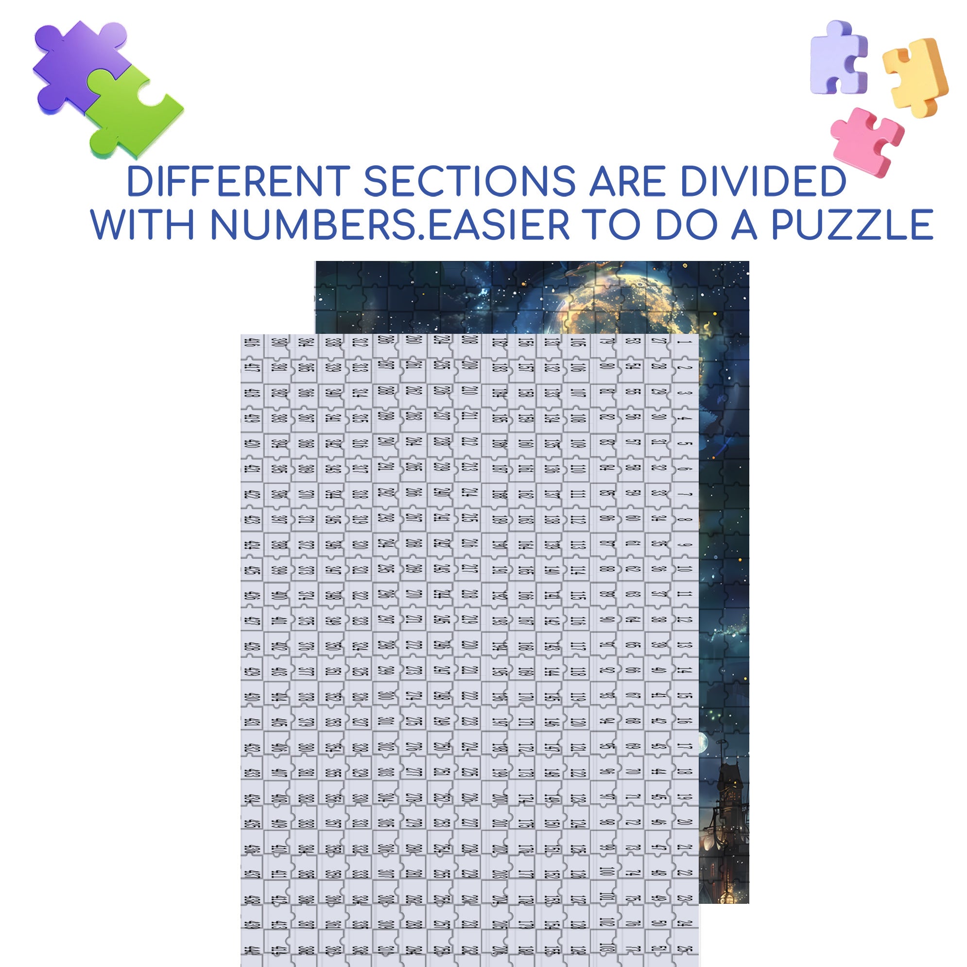 Full Moon 500pcs/1000pcs Jigsaw Puzzle, Scratch-Resistant, Interactive Family Game & Brain-Boosting DIY Decor, Perfect for Halloween, Christmas & New Year Gifts, Family Puzzle Game