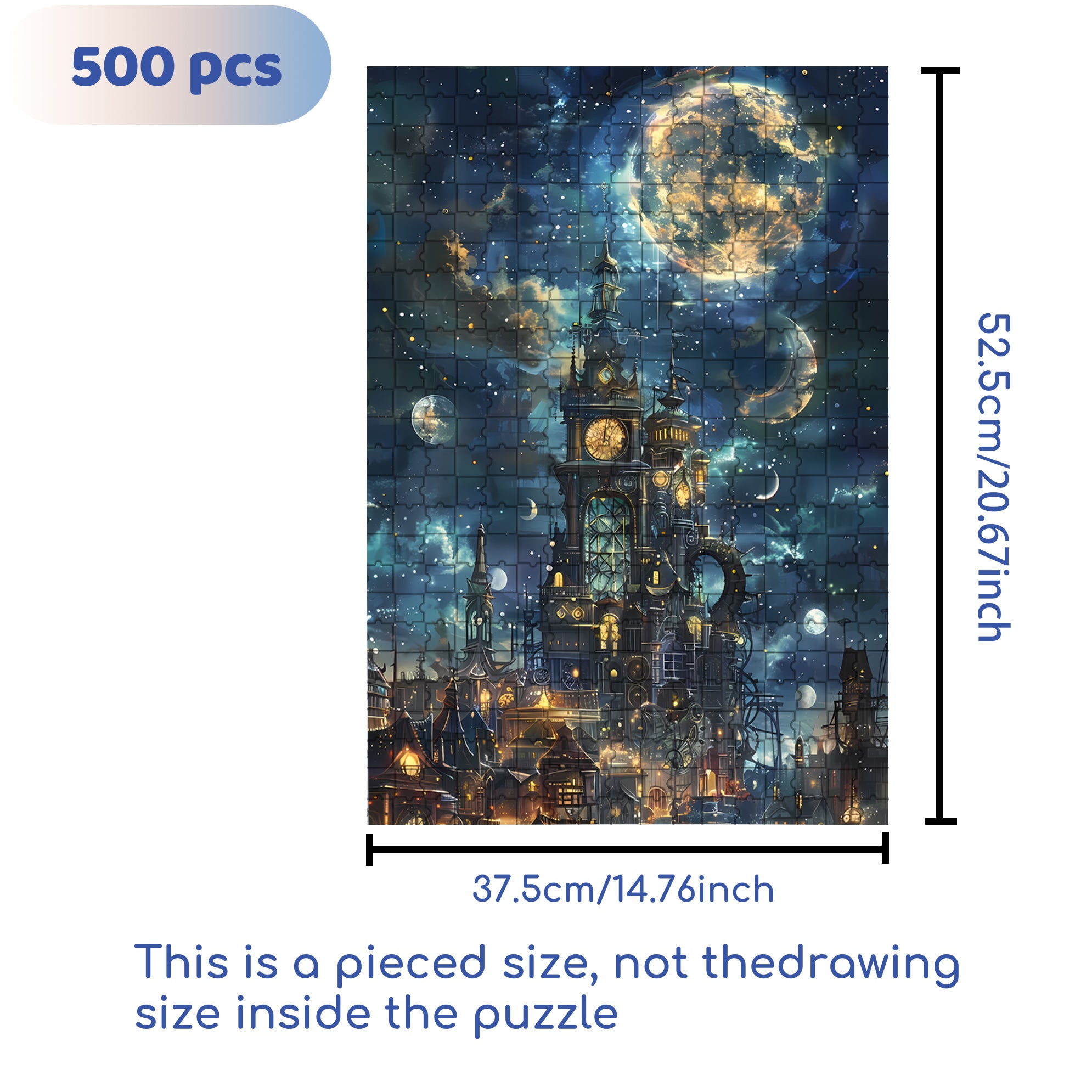 Full Moon 500pcs/1000pcs Jigsaw Puzzle, Scratch-Resistant, Interactive Family Game & Brain-Boosting DIY Decor, Perfect for Halloween, Christmas & New Year Gifts, Family Puzzle Game
