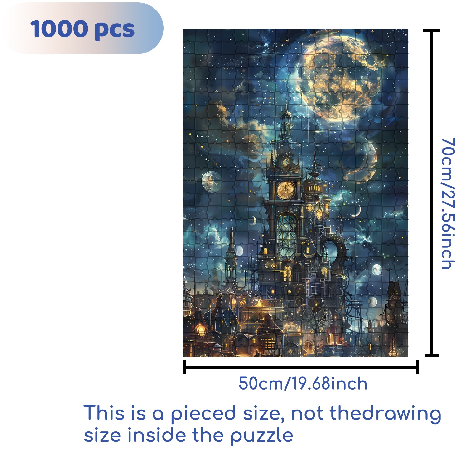 Full Moon 500pcs/1000pcs Jigsaw Puzzle, Scratch-Resistant, Interactive Family Game & Brain-Boosting DIY Decor, Perfect for Halloween, Christmas & New Year Gifts, Family Puzzle Game