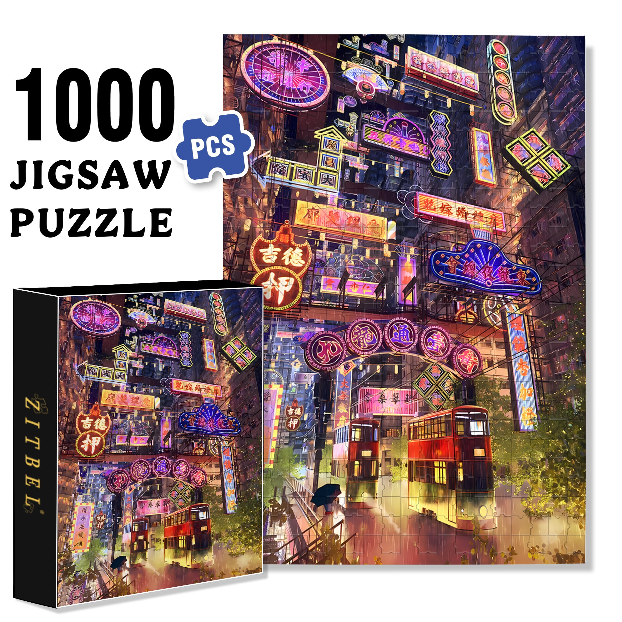 HongKong 500pcs/1000pcs Jigsaw Puzzle, Scratch-Resistant, Interactive Family Game & Brain-Boosting DIY Decor, Perfect for Halloween, Christmas & New Year Gifts, Family Puzzle Game