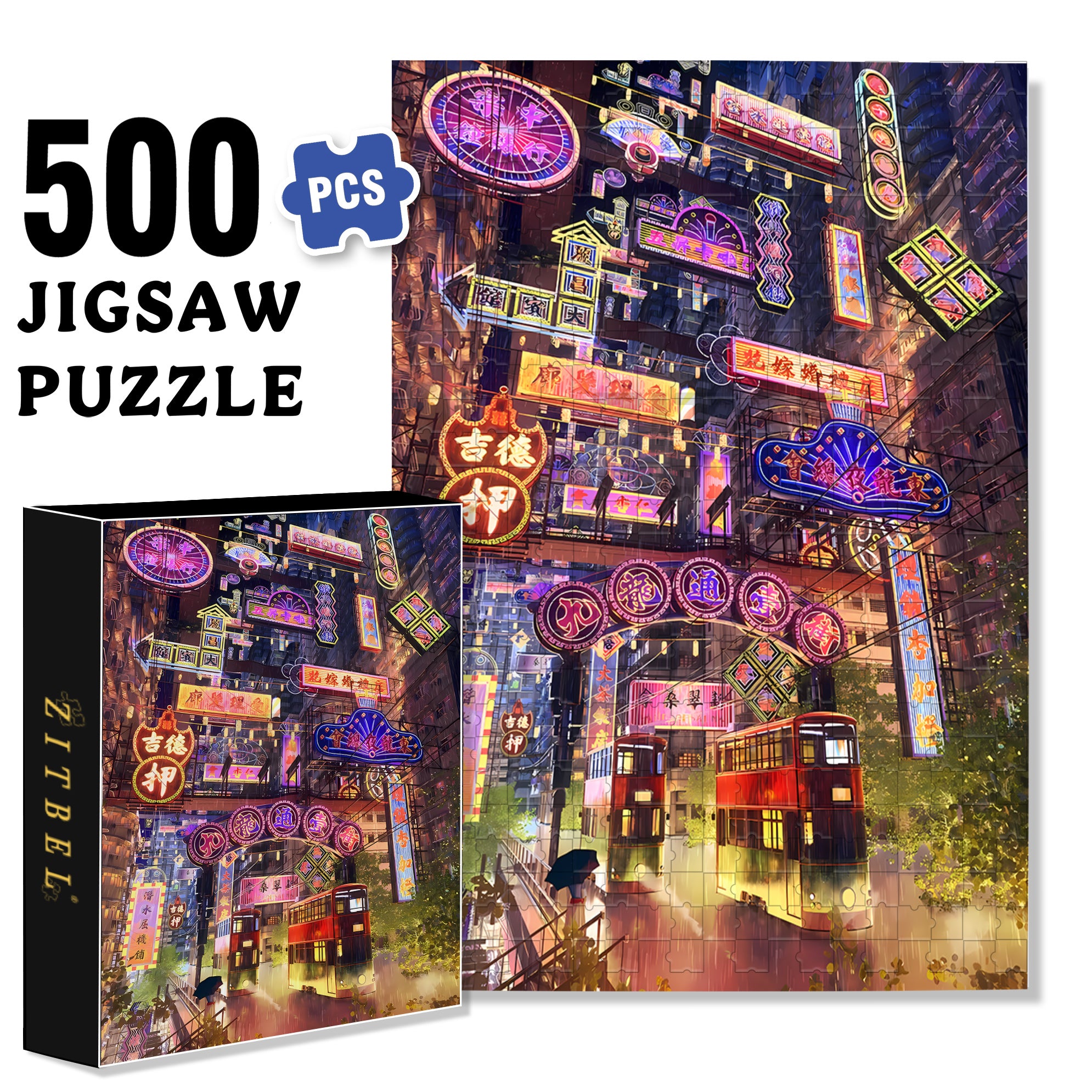 HongKong 500pcs/1000pcs Jigsaw Puzzle, Scratch-Resistant, Interactive Family Game & Brain-Boosting DIY Decor, Perfect for Halloween, Christmas & New Year Gifts, Family Puzzle Game