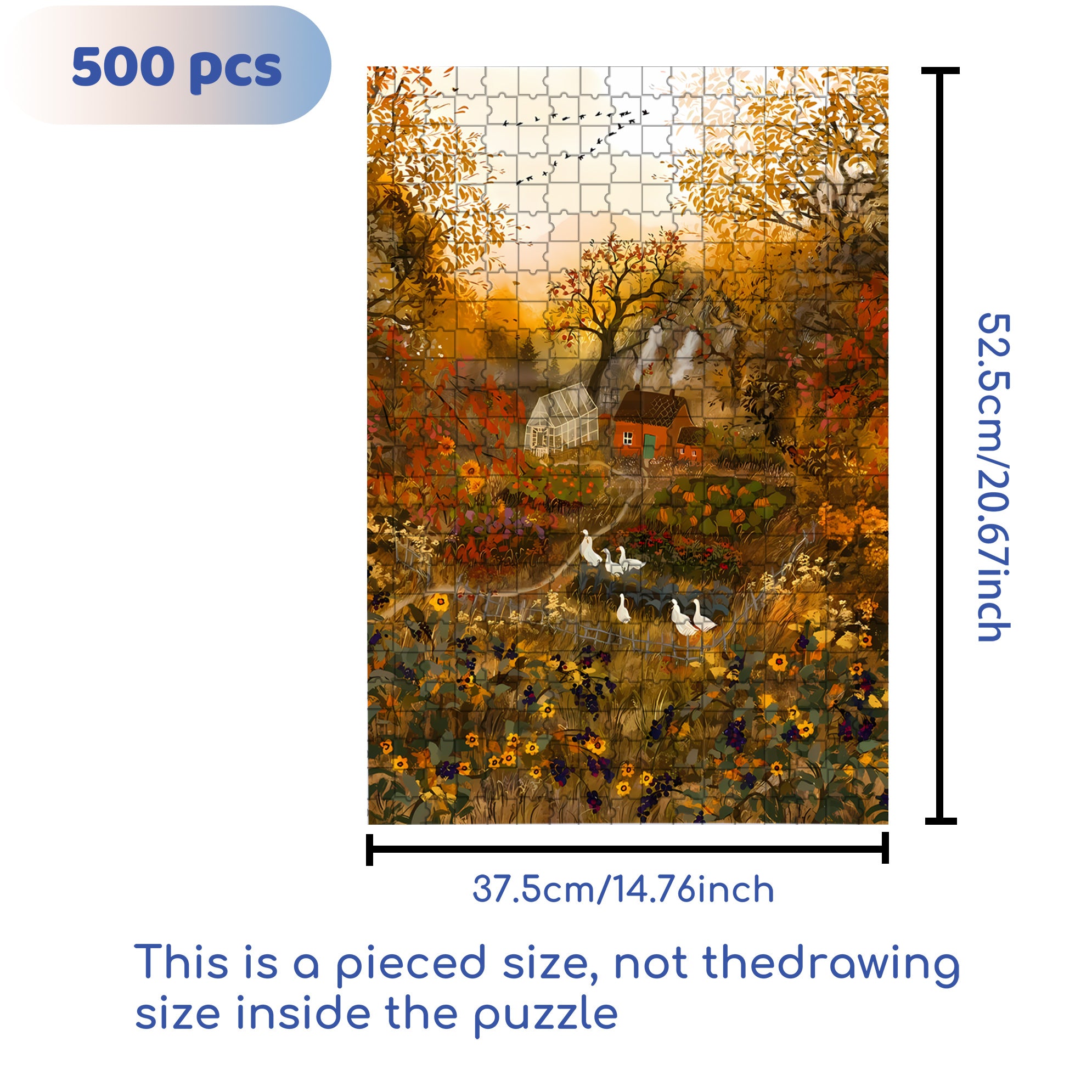 Idyllic Scenery 500pcs/1000pcs Jigsaw Puzzle, Scratch-Resistant, Interactive Family Game & Brain-Boosting DIY Decor, Perfect for Halloween, Christmas & New Year Gifts, Family Puzzle Game