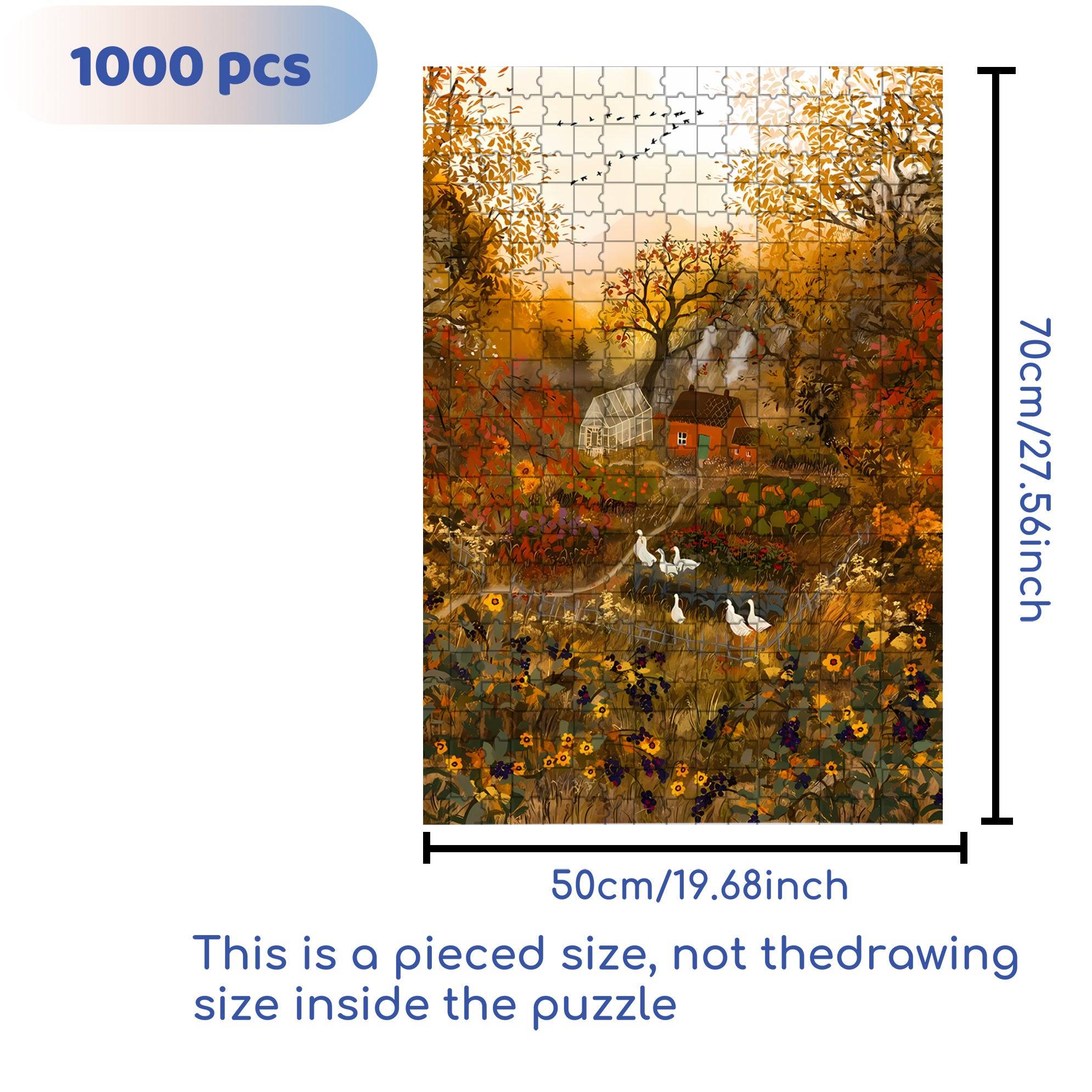 Idyllic Scenery 500pcs/1000pcs Jigsaw Puzzle, Scratch-Resistant, Interactive Family Game & Brain-Boosting DIY Decor, Perfect for Halloween, Christmas & New Year Gifts, Family Puzzle Game