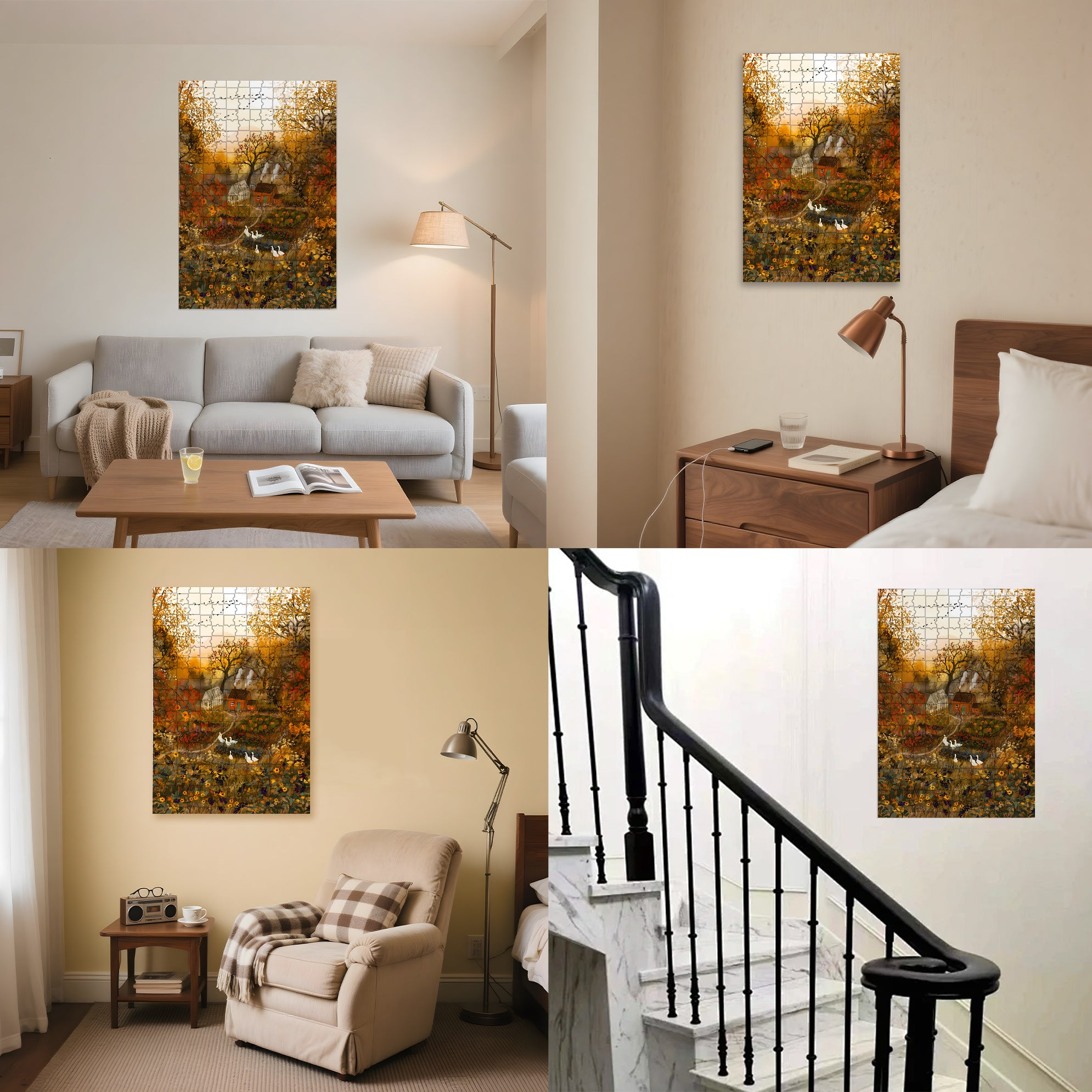 Idyllic Scenery 500pcs/1000pcs Jigsaw Puzzle, Scratch-Resistant, Interactive Family Game & Brain-Boosting DIY Decor, Perfect for Halloween, Christmas & New Year Gifts, Family Puzzle Game