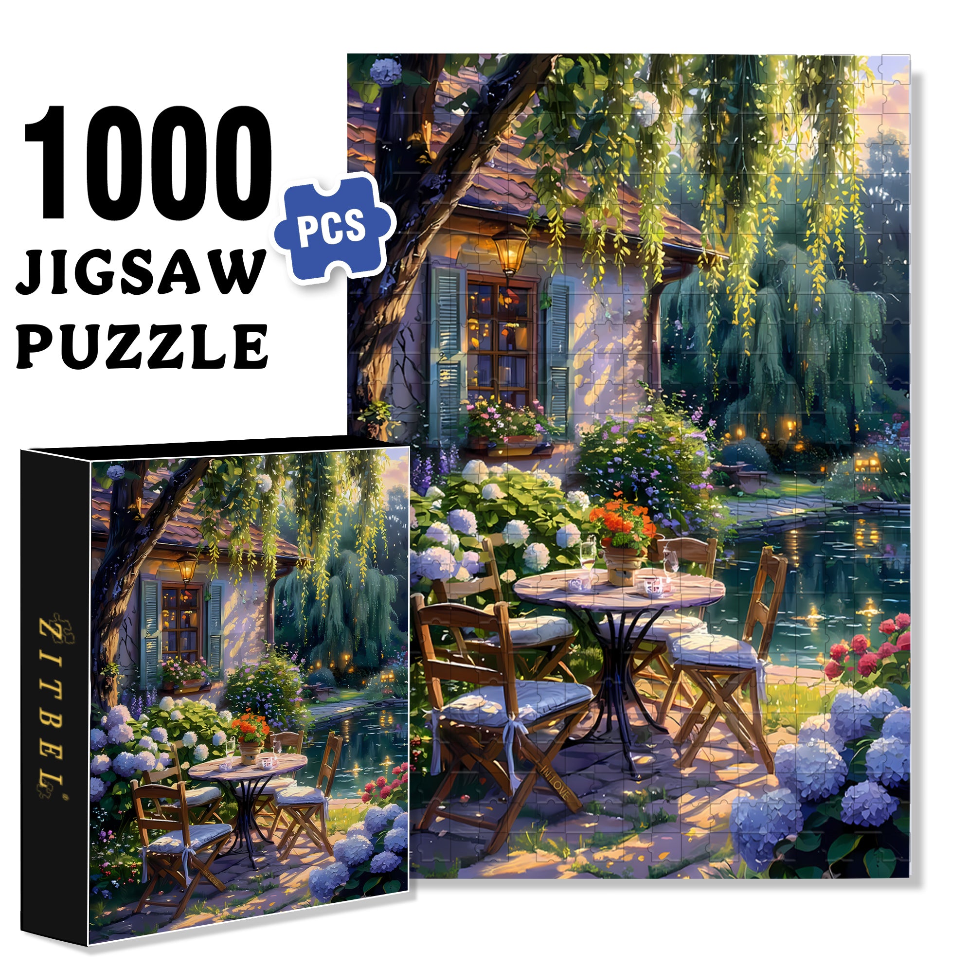 Lakeside 500pcs/1000pcs Jigsaw Puzzle, Scratch-Resistant, Interactive Family Game & Brain-Boosting DIY Decor, Perfect for Halloween, Christmas & New Year Gifts, Family Puzzle Game