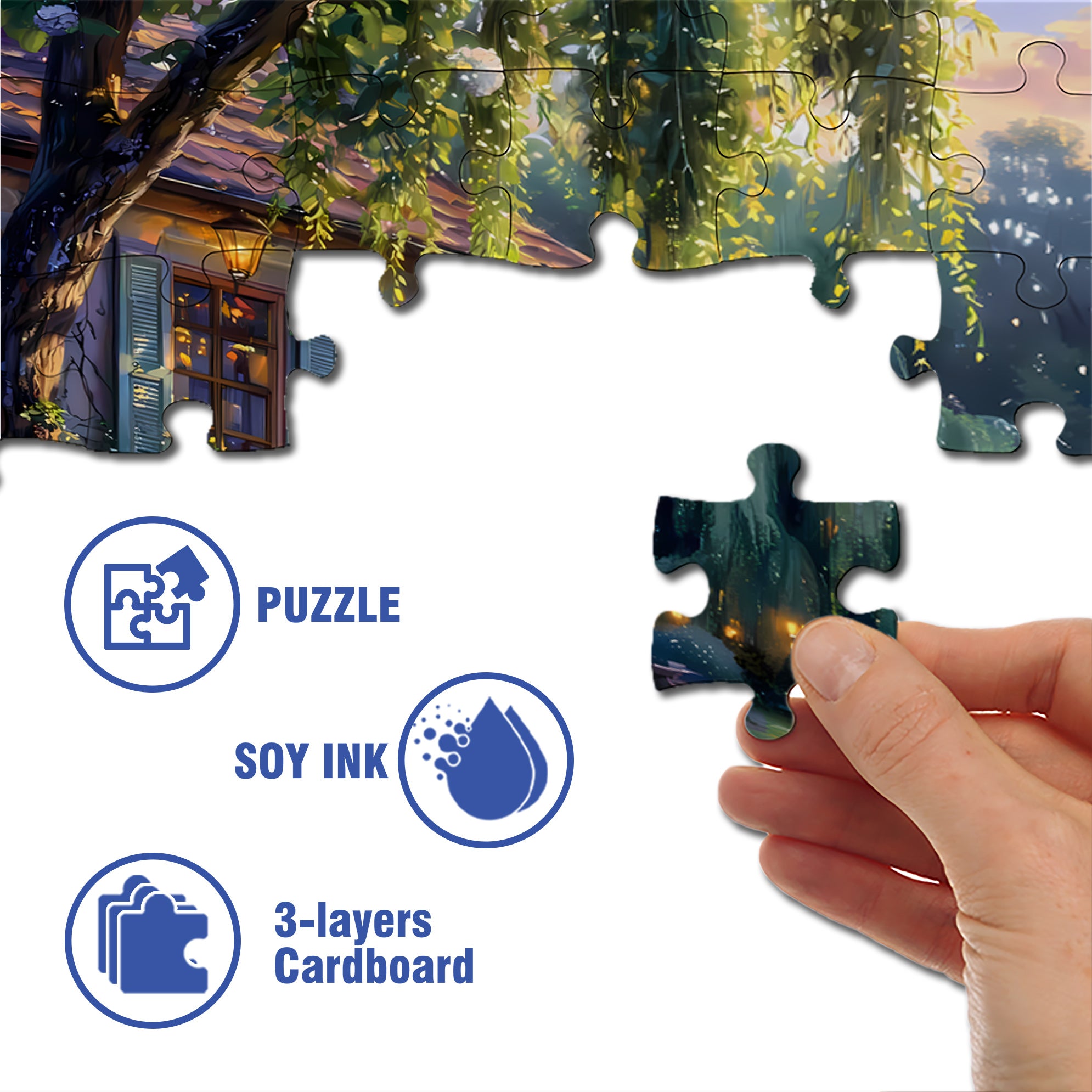 Lakeside 500pcs/1000pcs Jigsaw Puzzle, Scratch-Resistant, Interactive Family Game & Brain-Boosting DIY Decor, Perfect for Halloween, Christmas & New Year Gifts, Family Puzzle Game