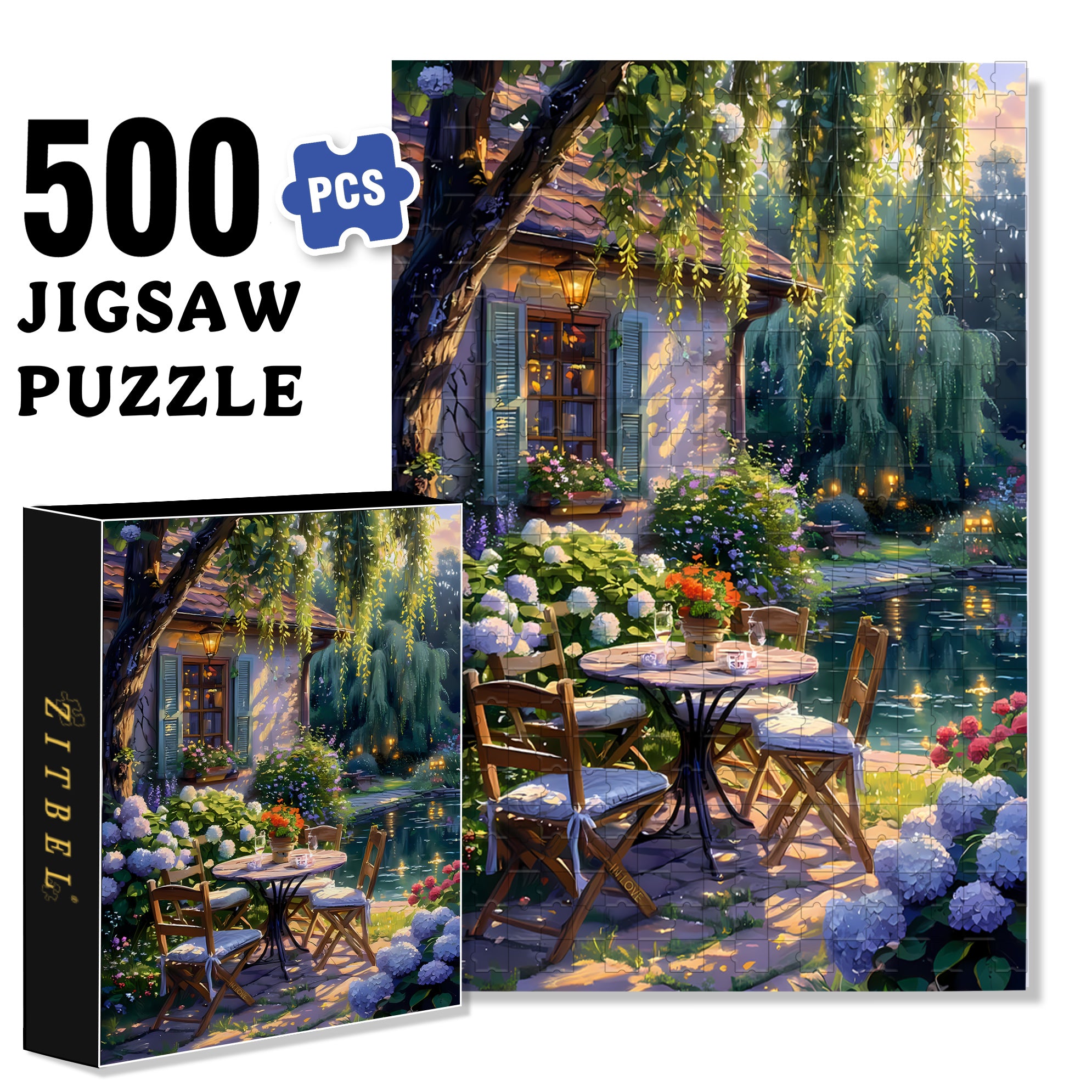 Lakeside 500pcs/1000pcs Jigsaw Puzzle, Scratch-Resistant, Interactive Family Game & Brain-Boosting DIY Decor, Perfect for Halloween, Christmas & New Year Gifts, Family Puzzle Game
