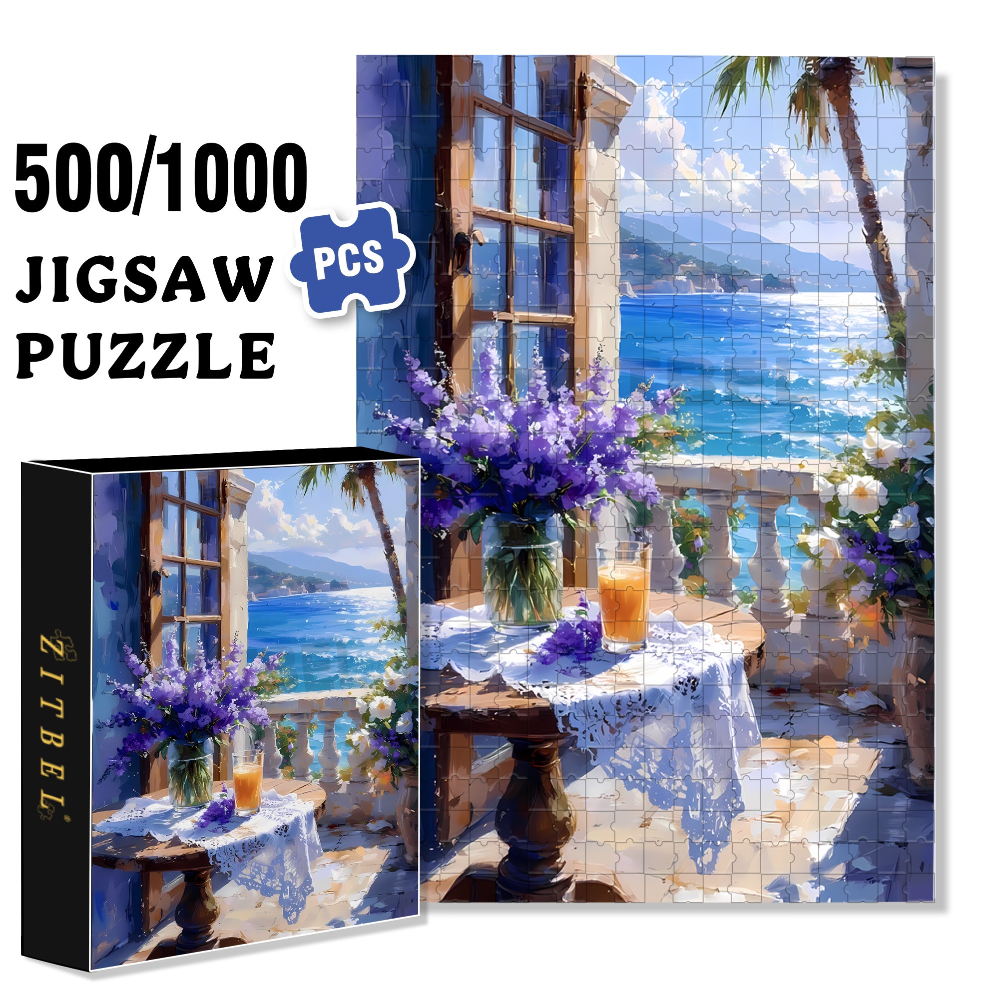 Lavender 500pcs/1000pcs Jigsaw Puzzle, Scratch-Resistant, Interactive Family Game & Brain-Boosting DIY Decor, Perfect for Halloween, Christmas & New Year Gifts, Family Puzzle Game