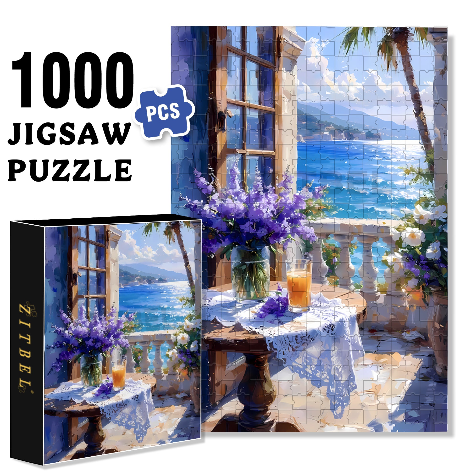 Lavender 500pcs/1000pcs Jigsaw Puzzle, Scratch-Resistant, Interactive Family Game & Brain-Boosting DIY Decor, Perfect for Halloween, Christmas & New Year Gifts, Family Puzzle Game